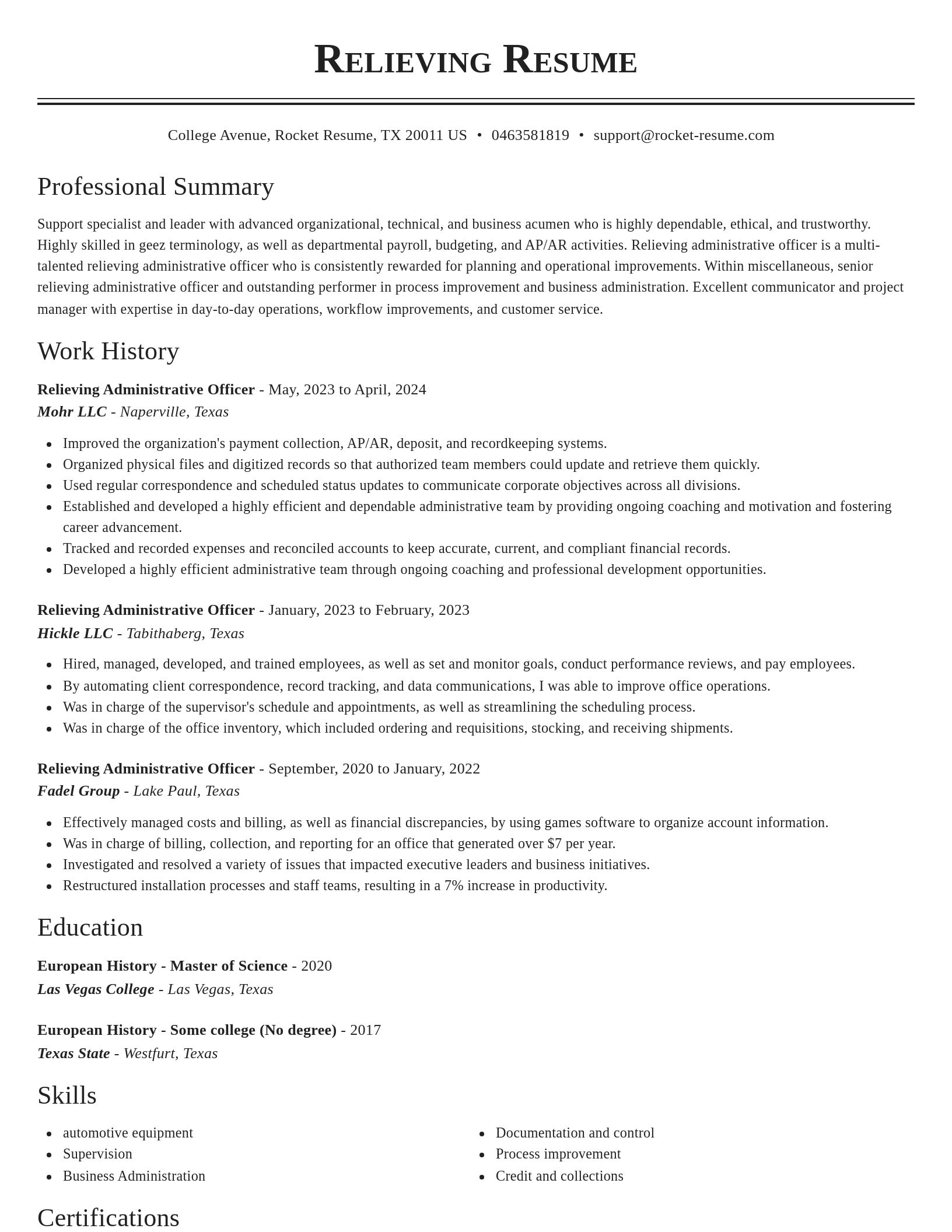 Classic resume template