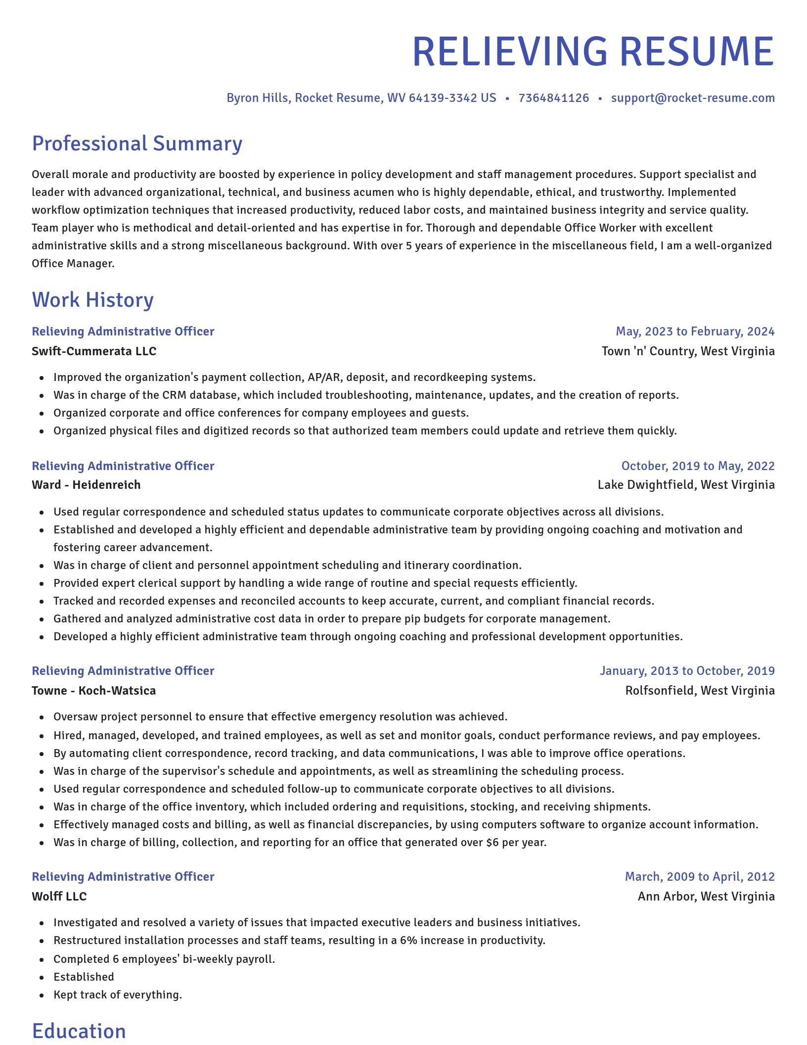 Novel resume template