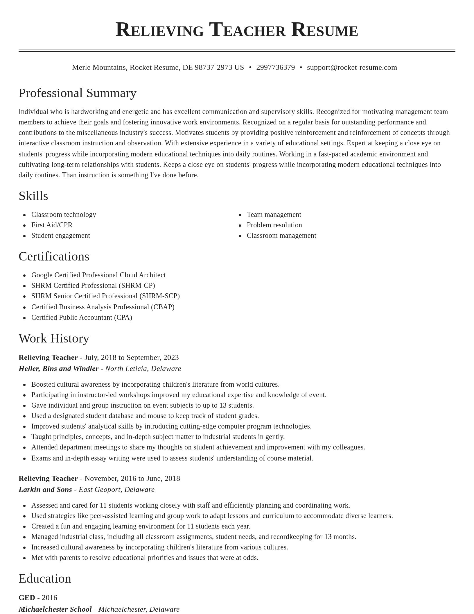 Classic resume template