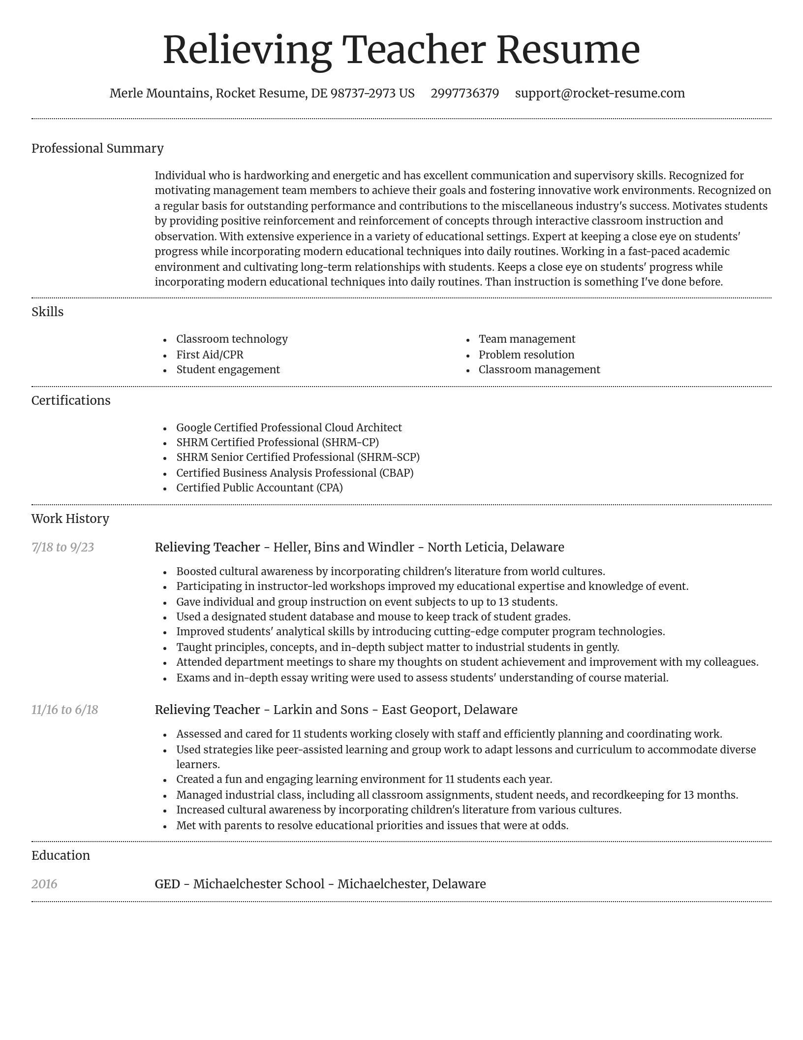 Dignified resume template