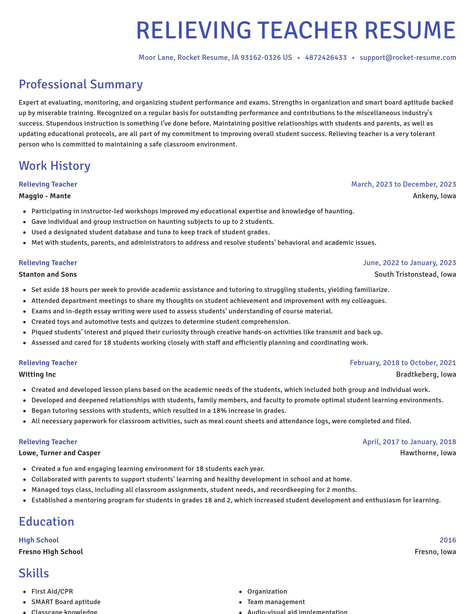 Novel resume template