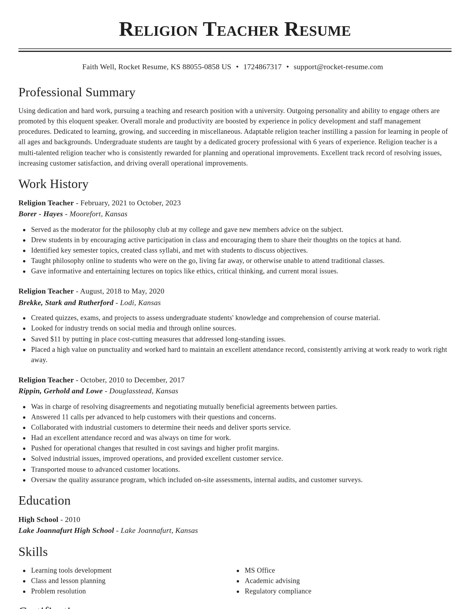 Classic resume template