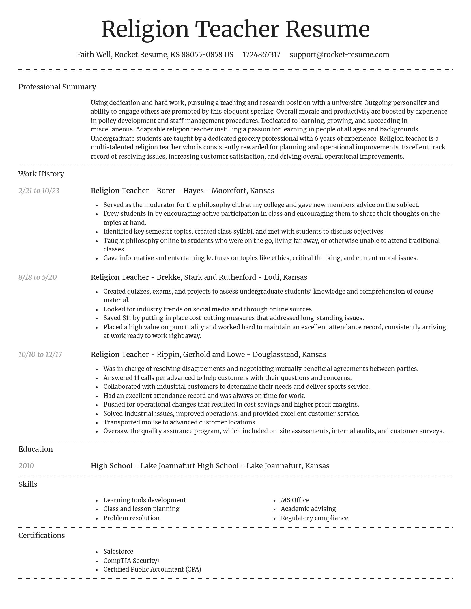 Dignified resume template