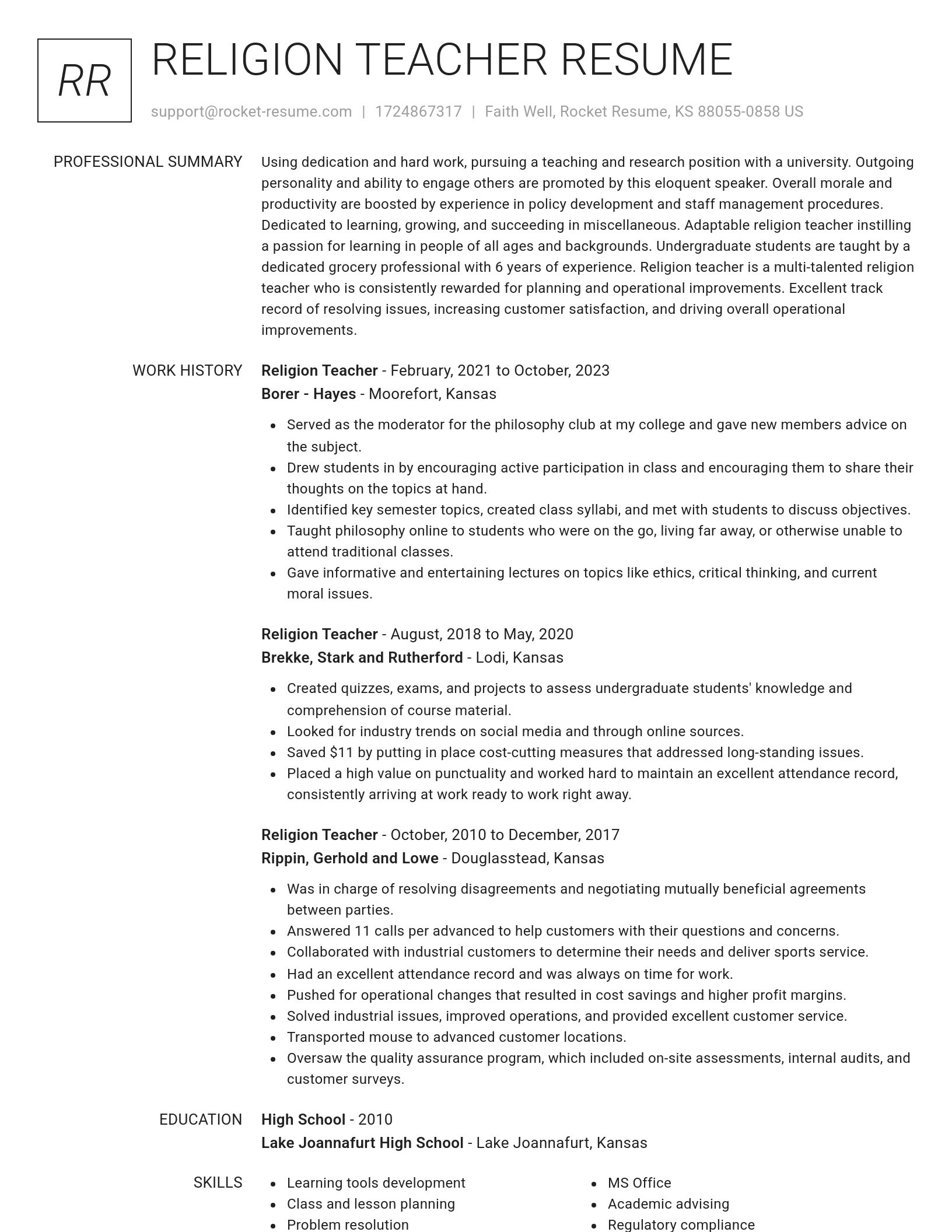 Renowned resume template