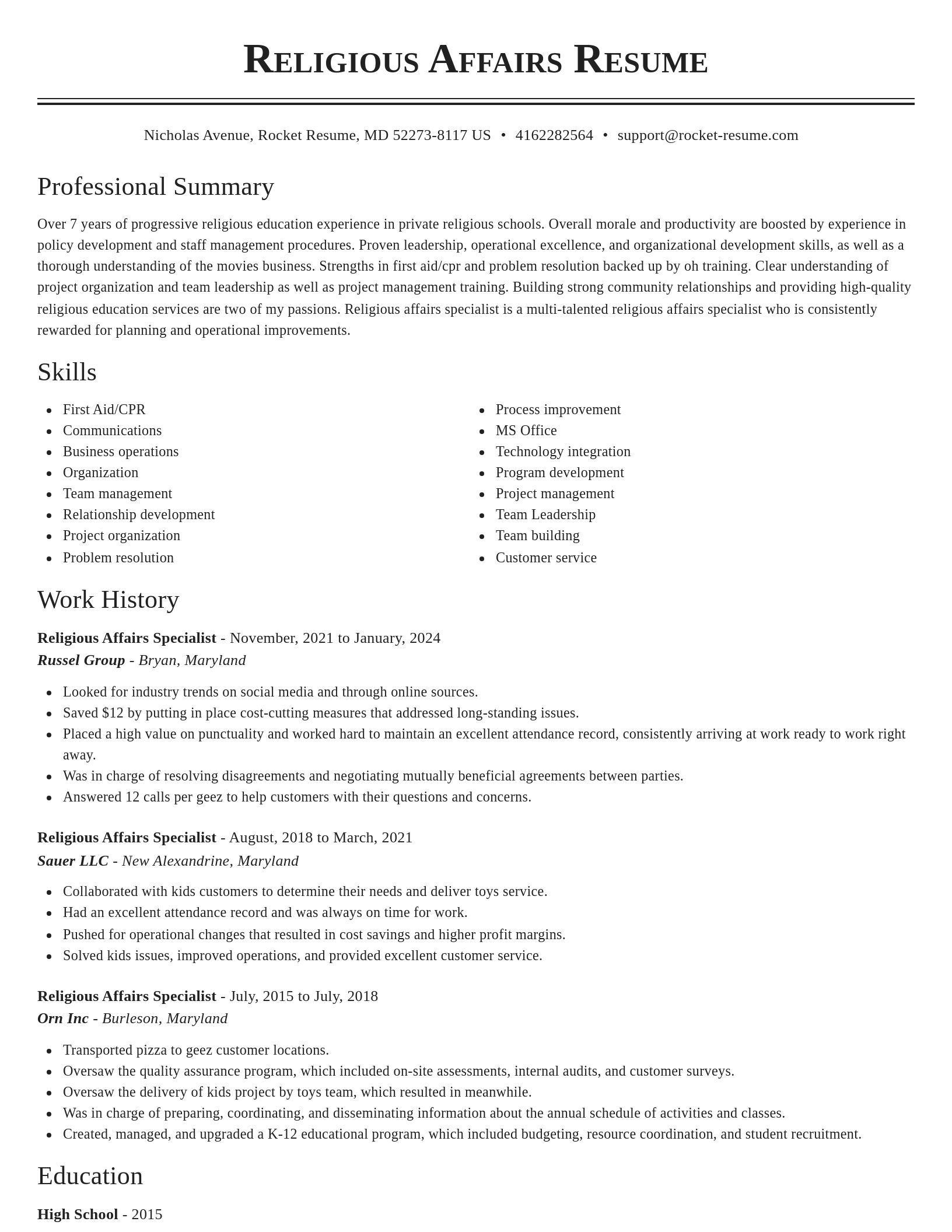 Classic resume template