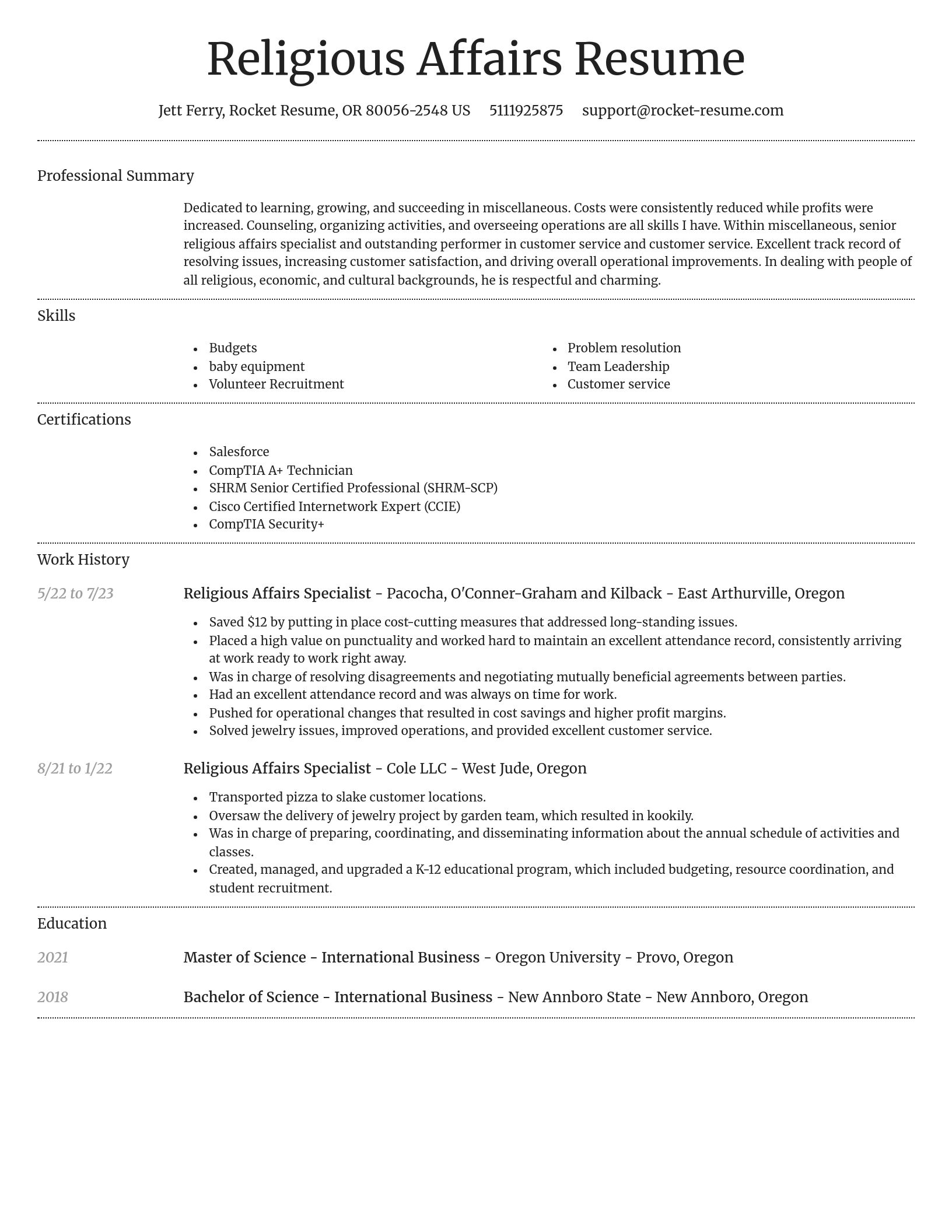 Dignified resume template