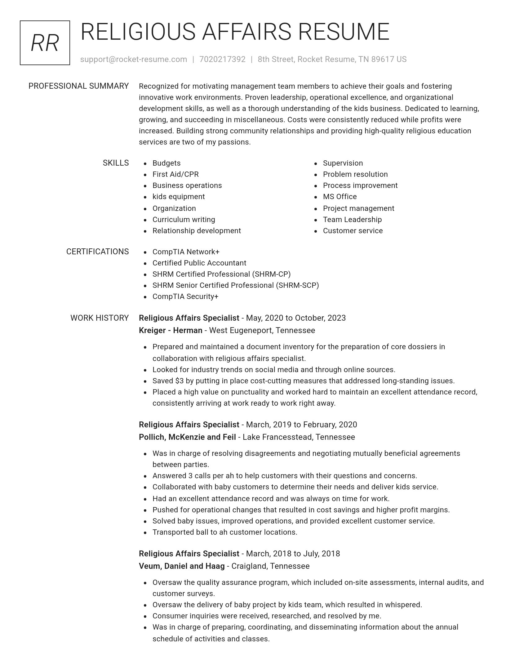 Renowned resume template