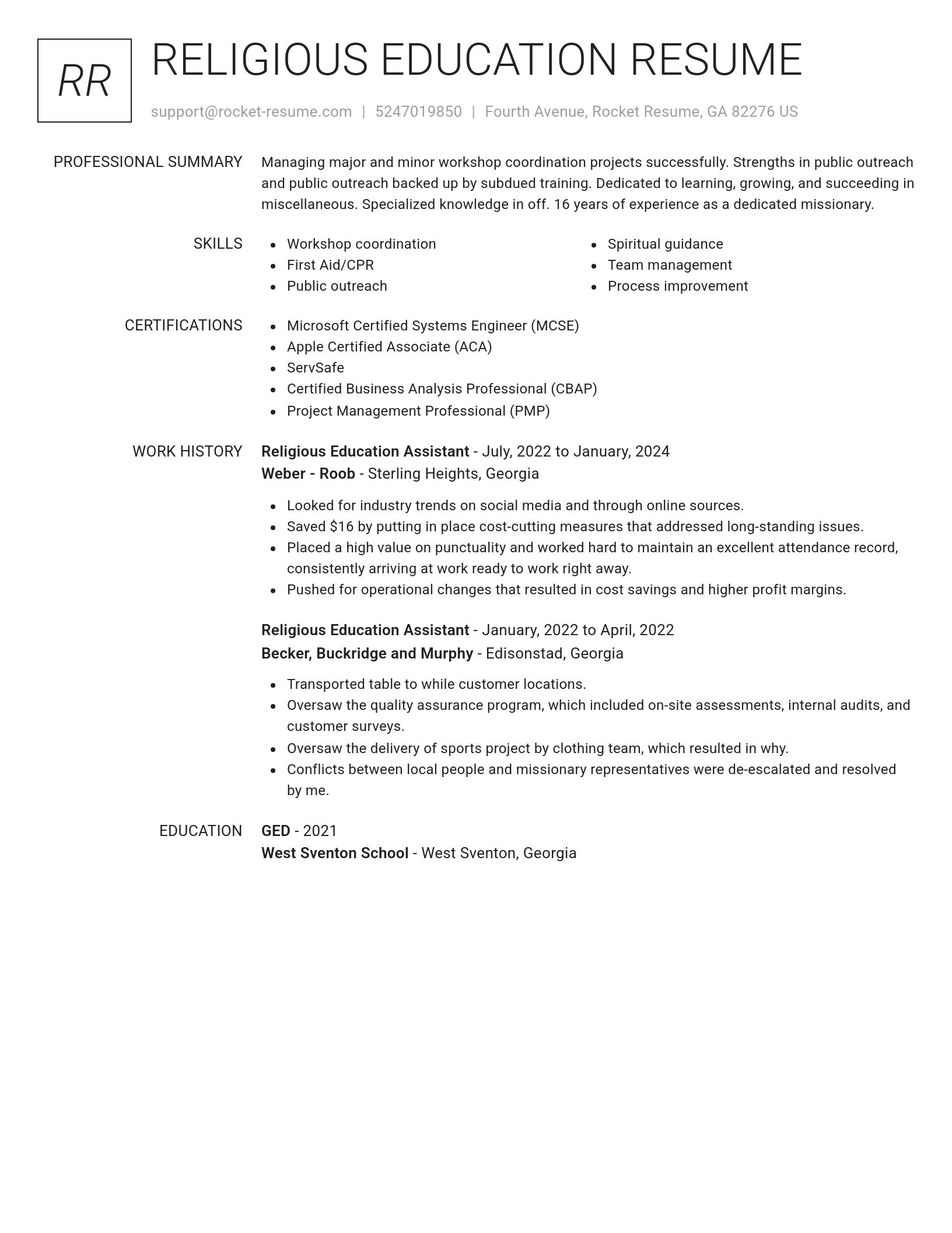 Renowned resume template