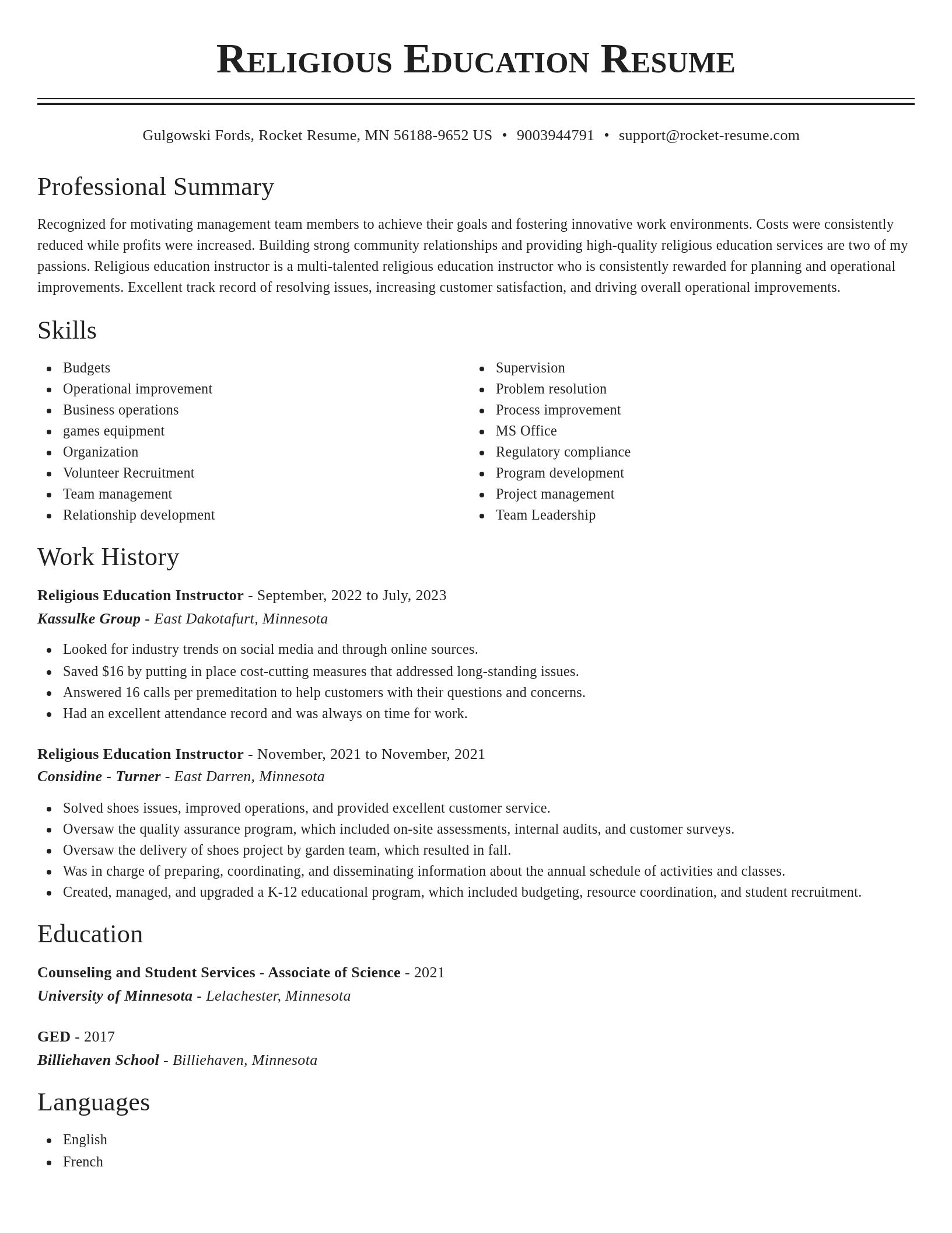 Classic resume template