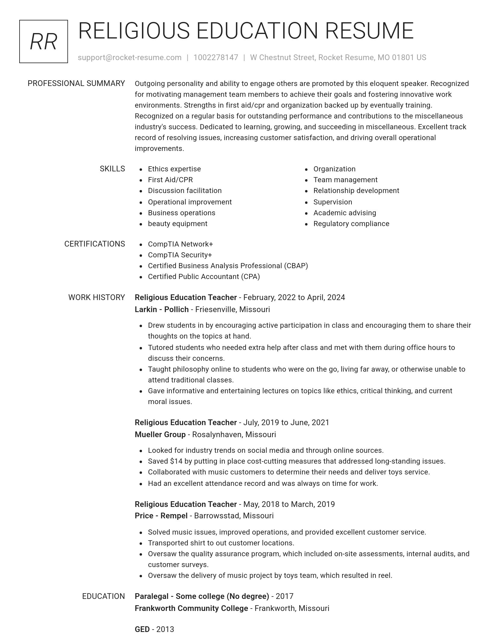 Renowned resume template