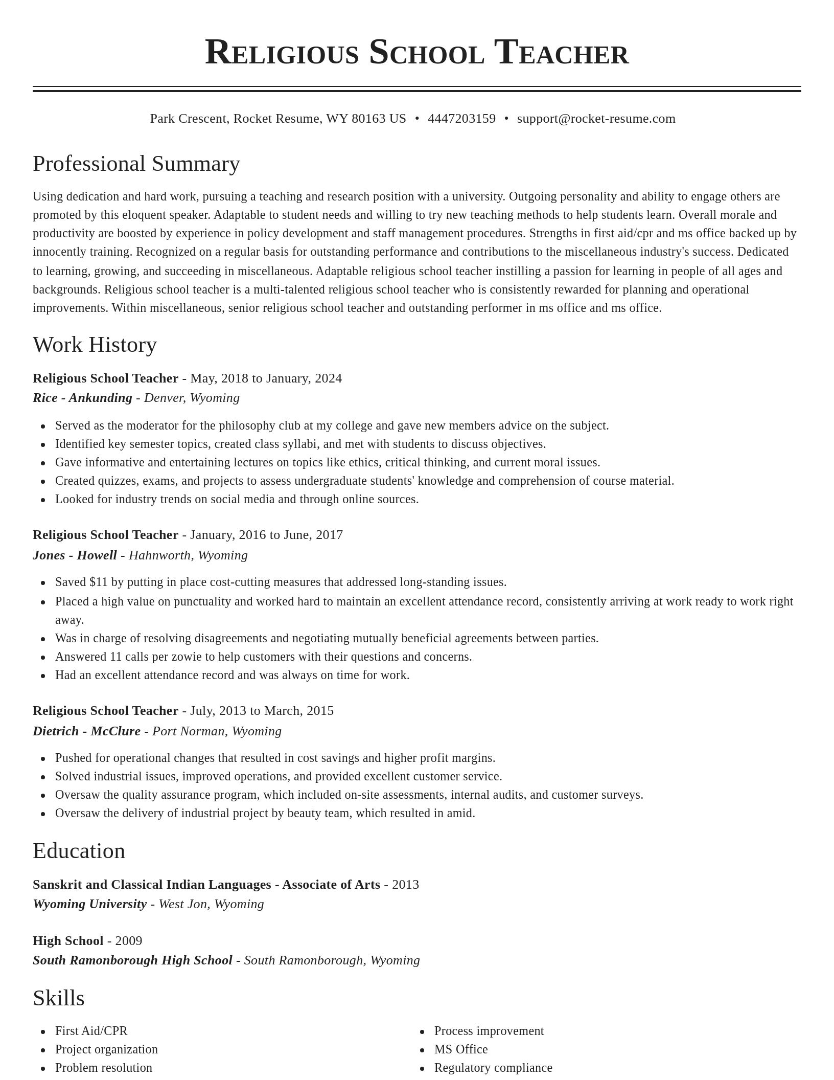 Classic resume template