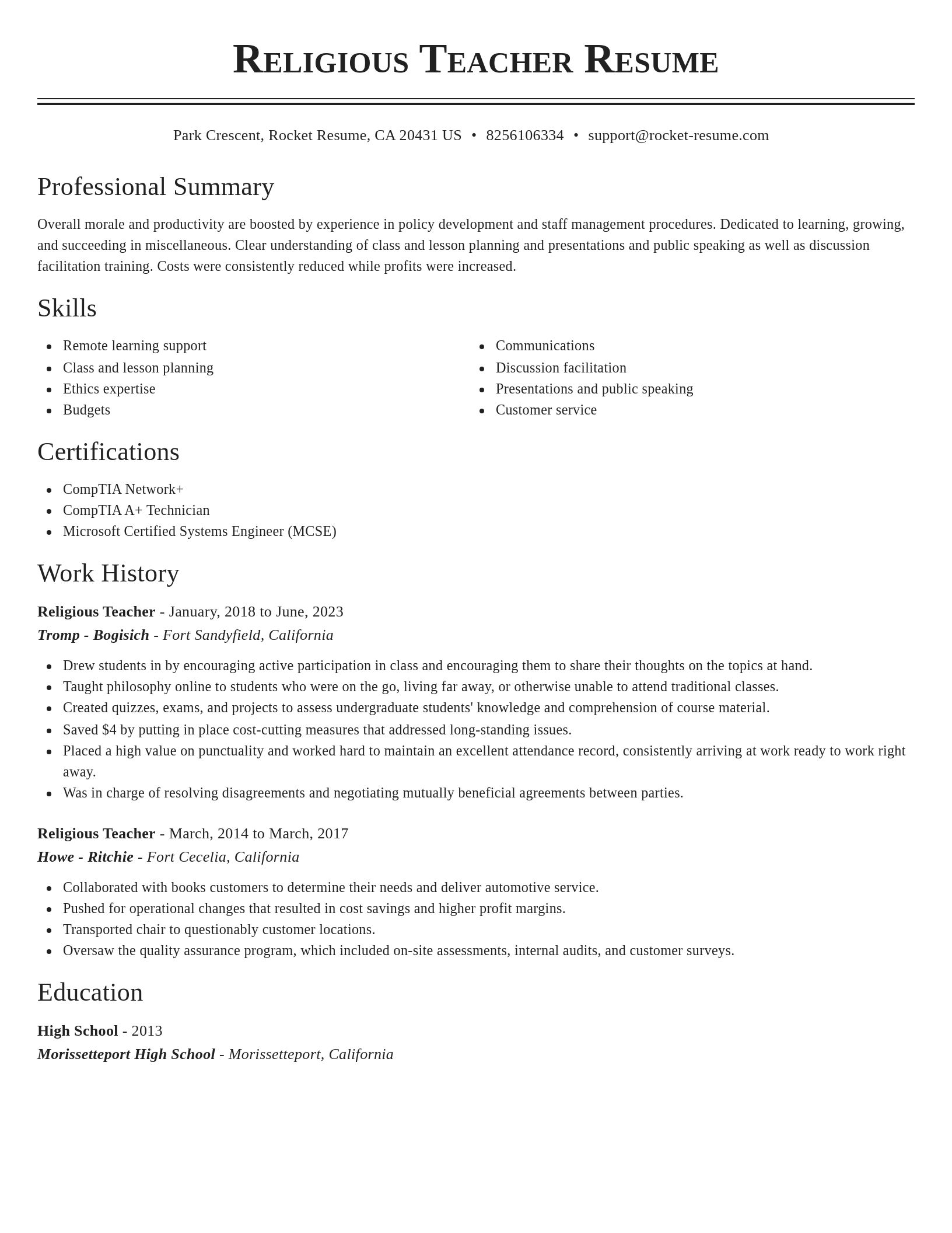 Classic resume template