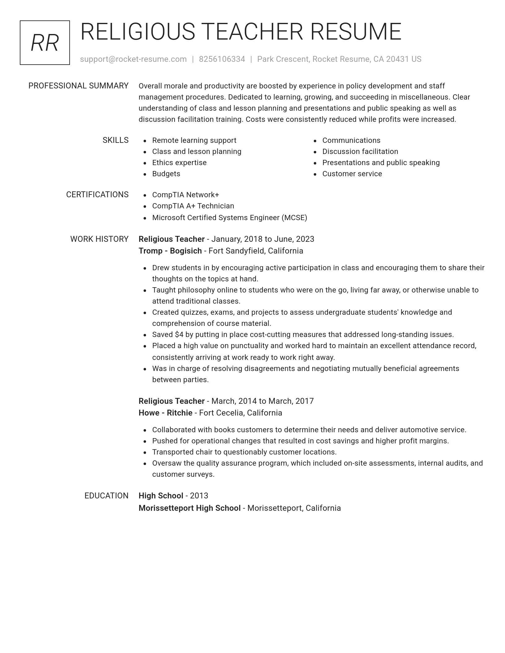 Renowned resume template