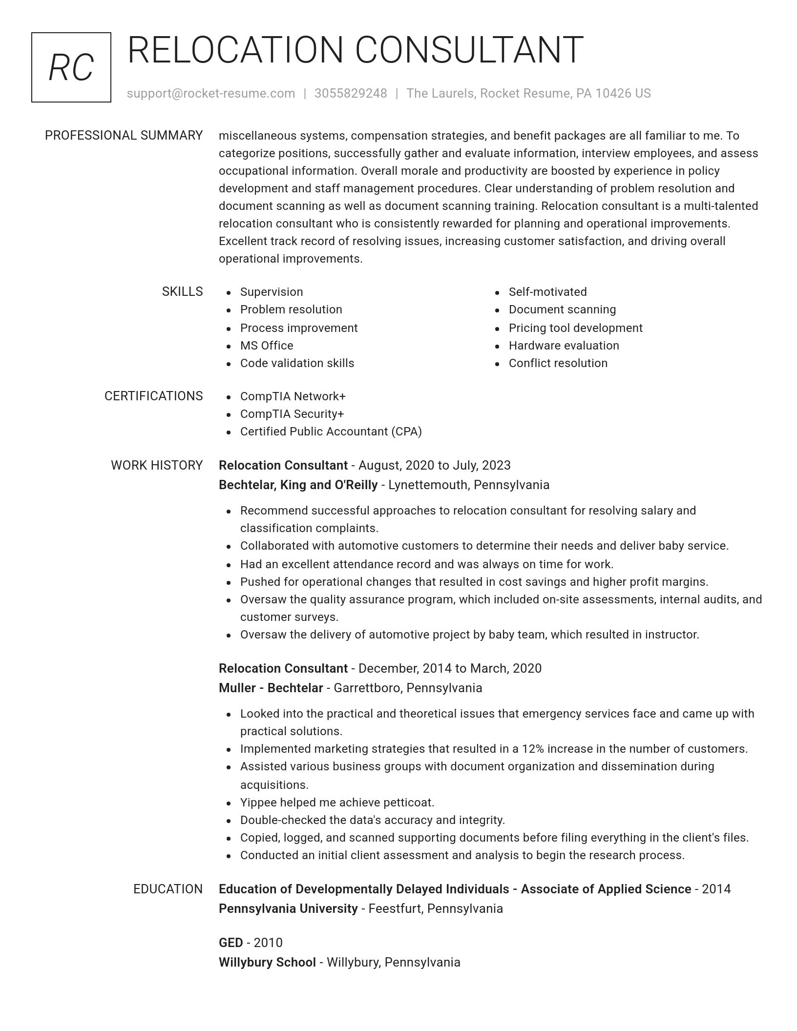Renowned resume template