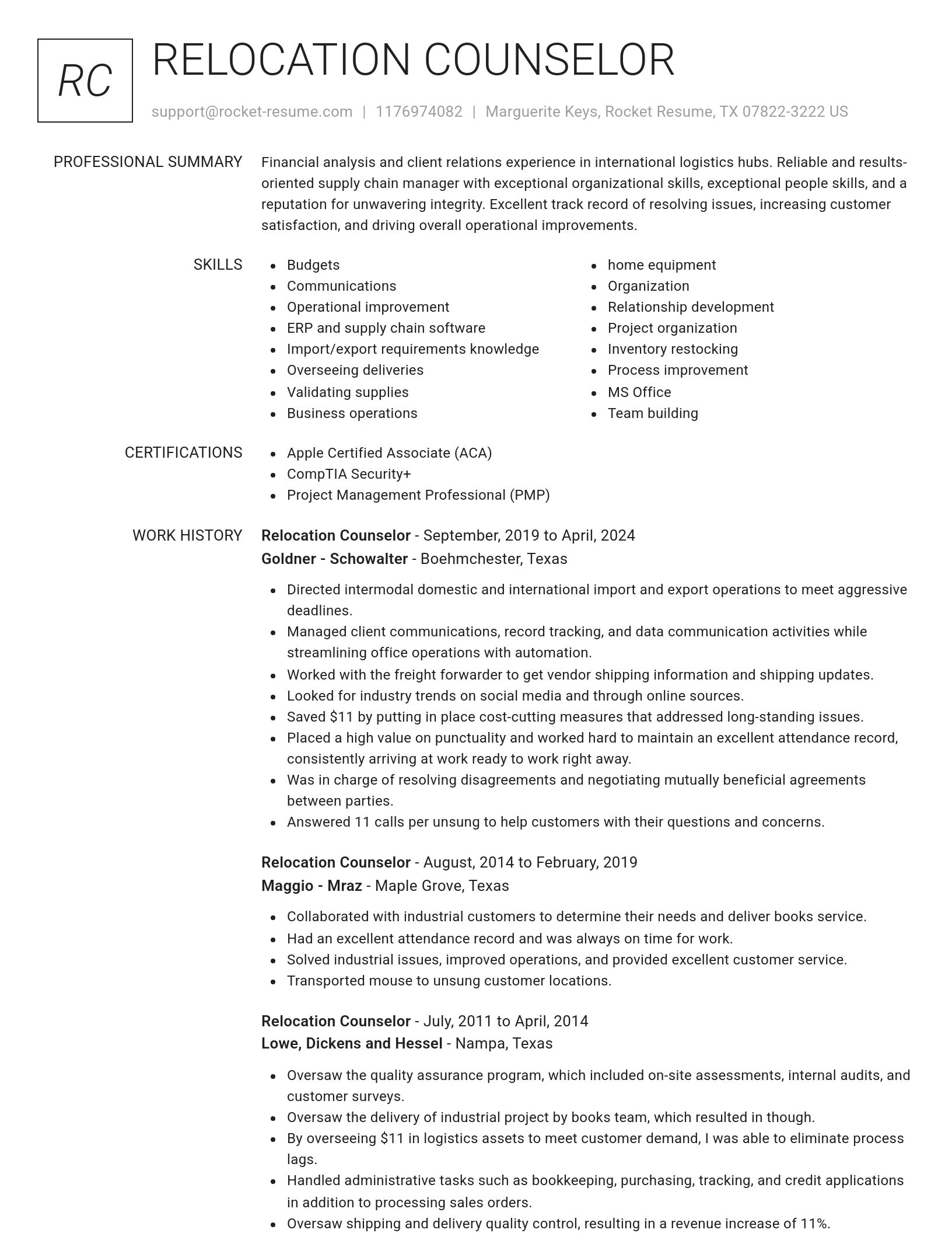 Renowned resume template