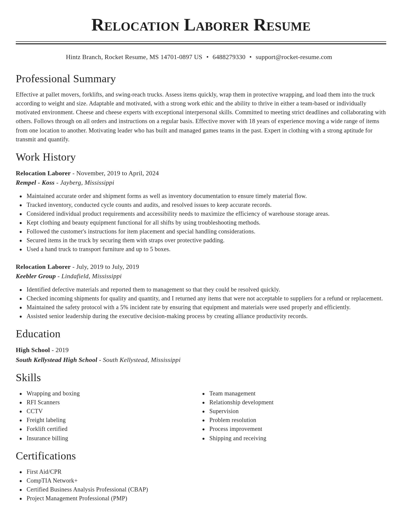 Classic resume template