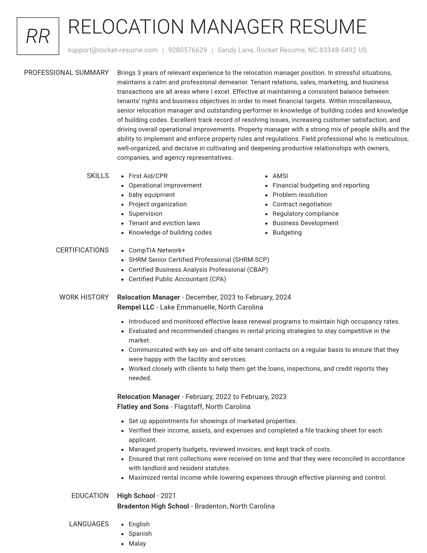 Renowned resume template