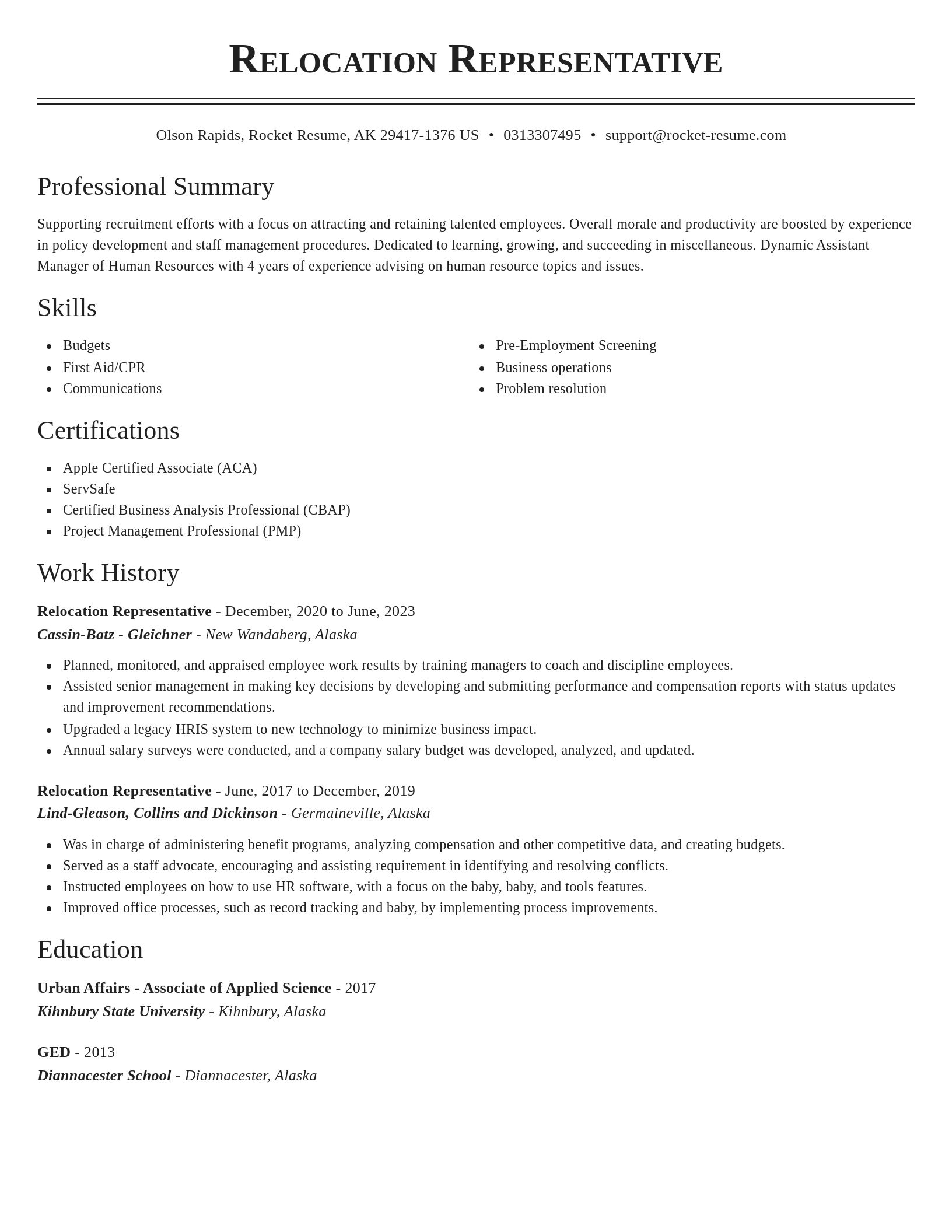 Classic resume template