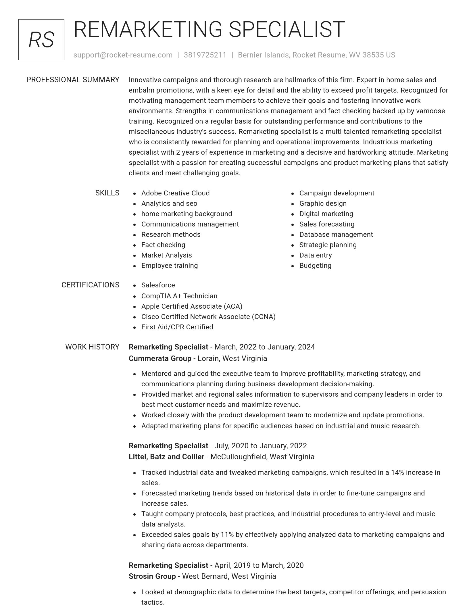 Renowned resume template