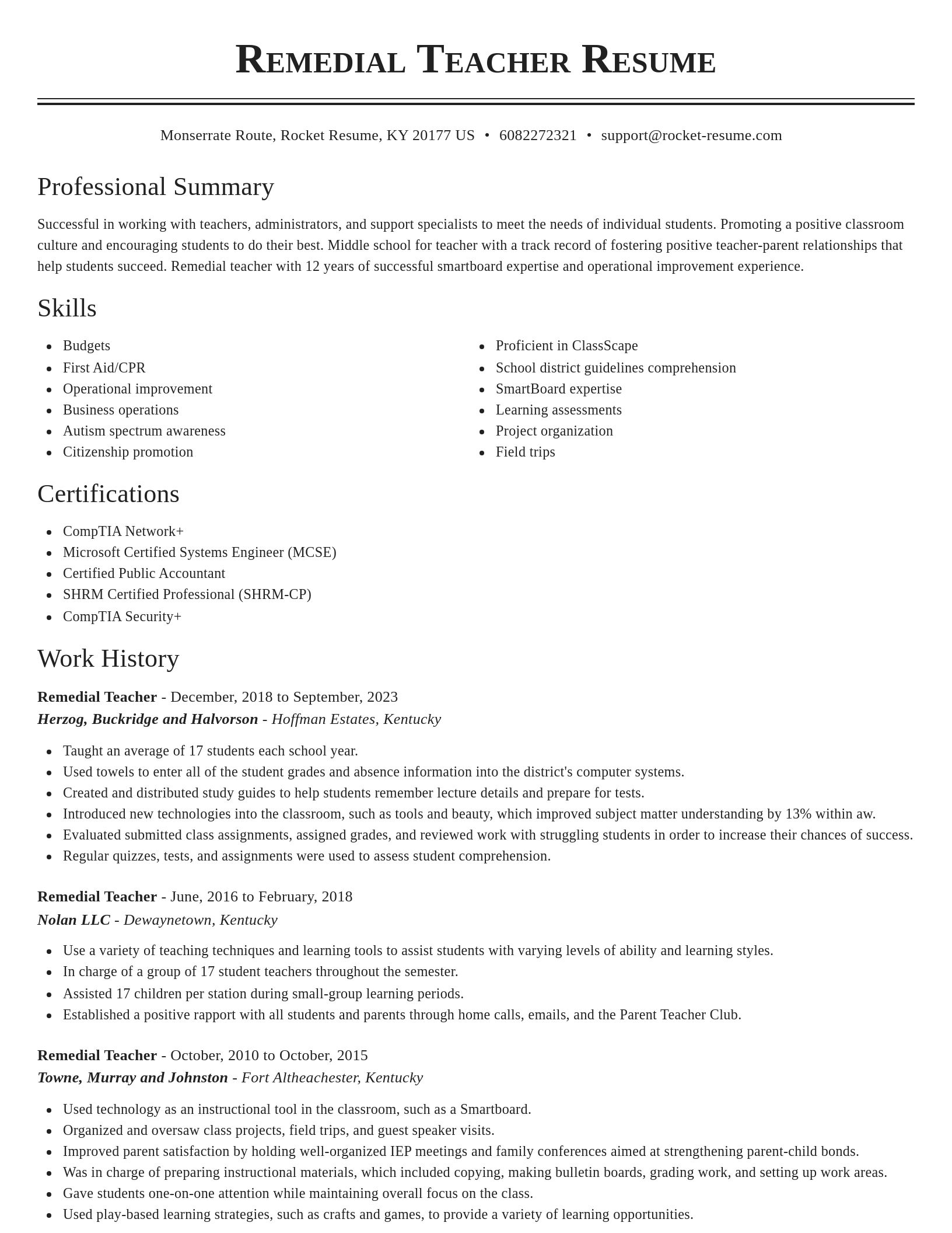 Classic resume template