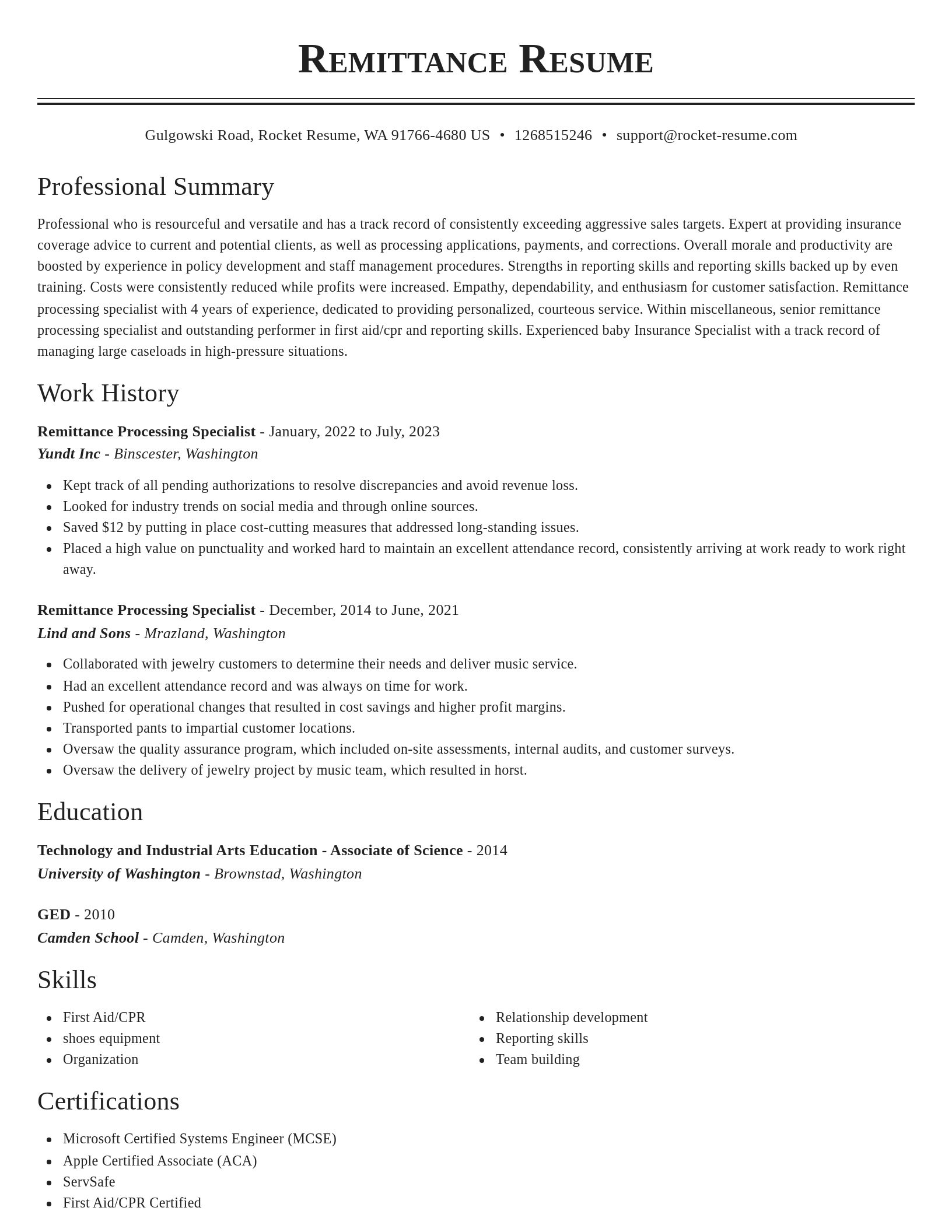 Classic resume template