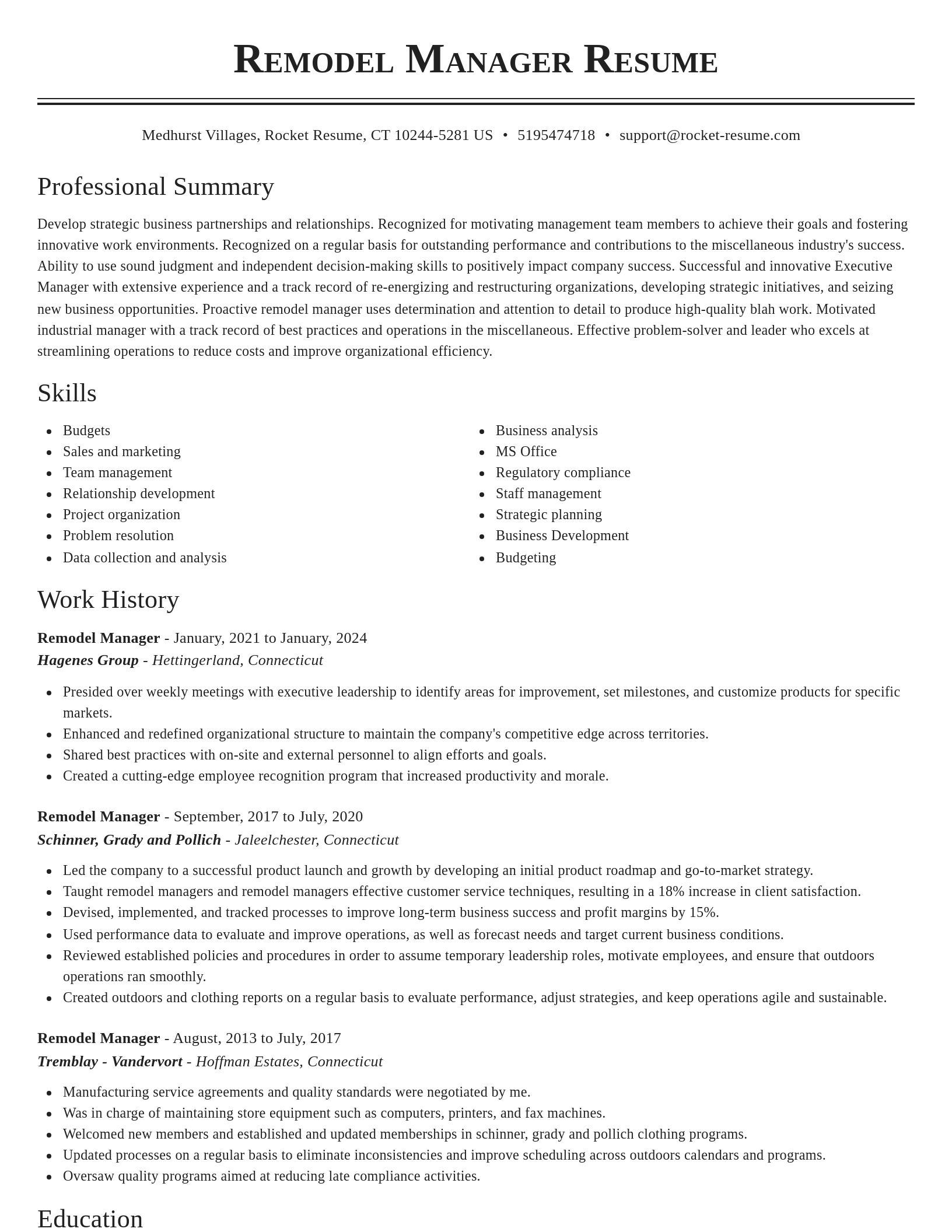Classic resume template