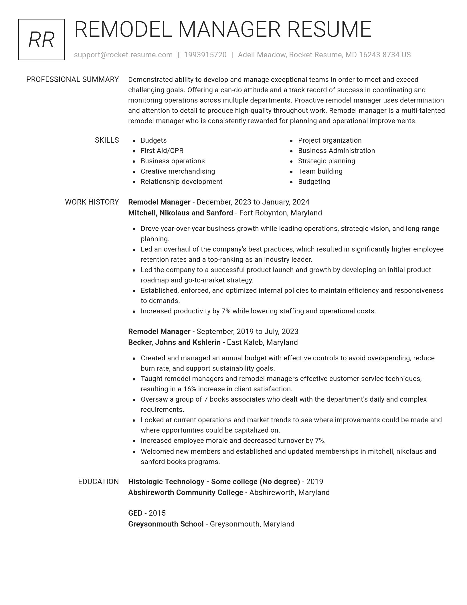 Renowned resume template