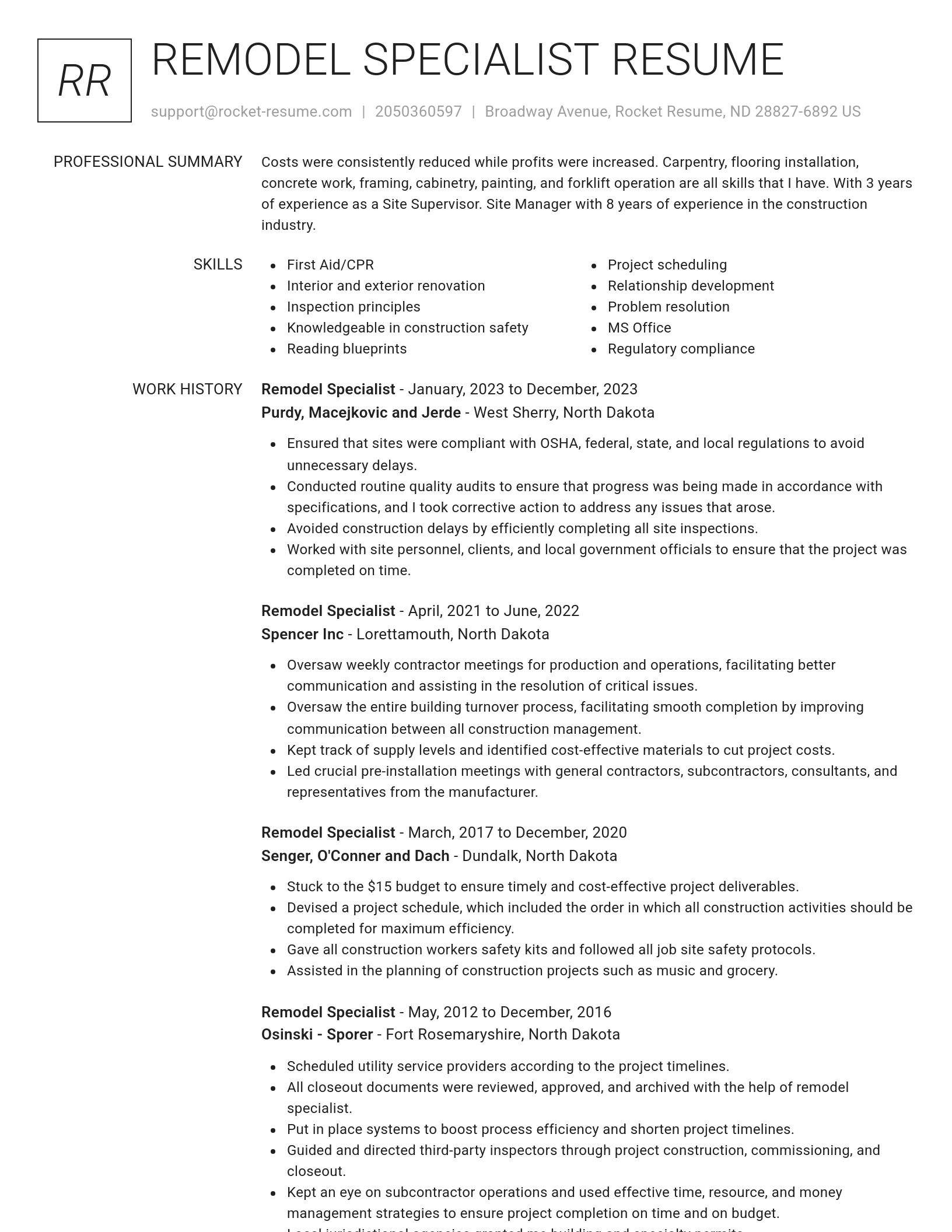 Renowned resume template