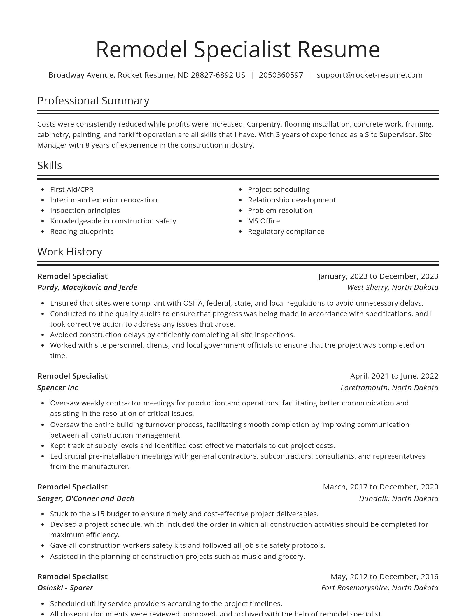 Spotlight resume template