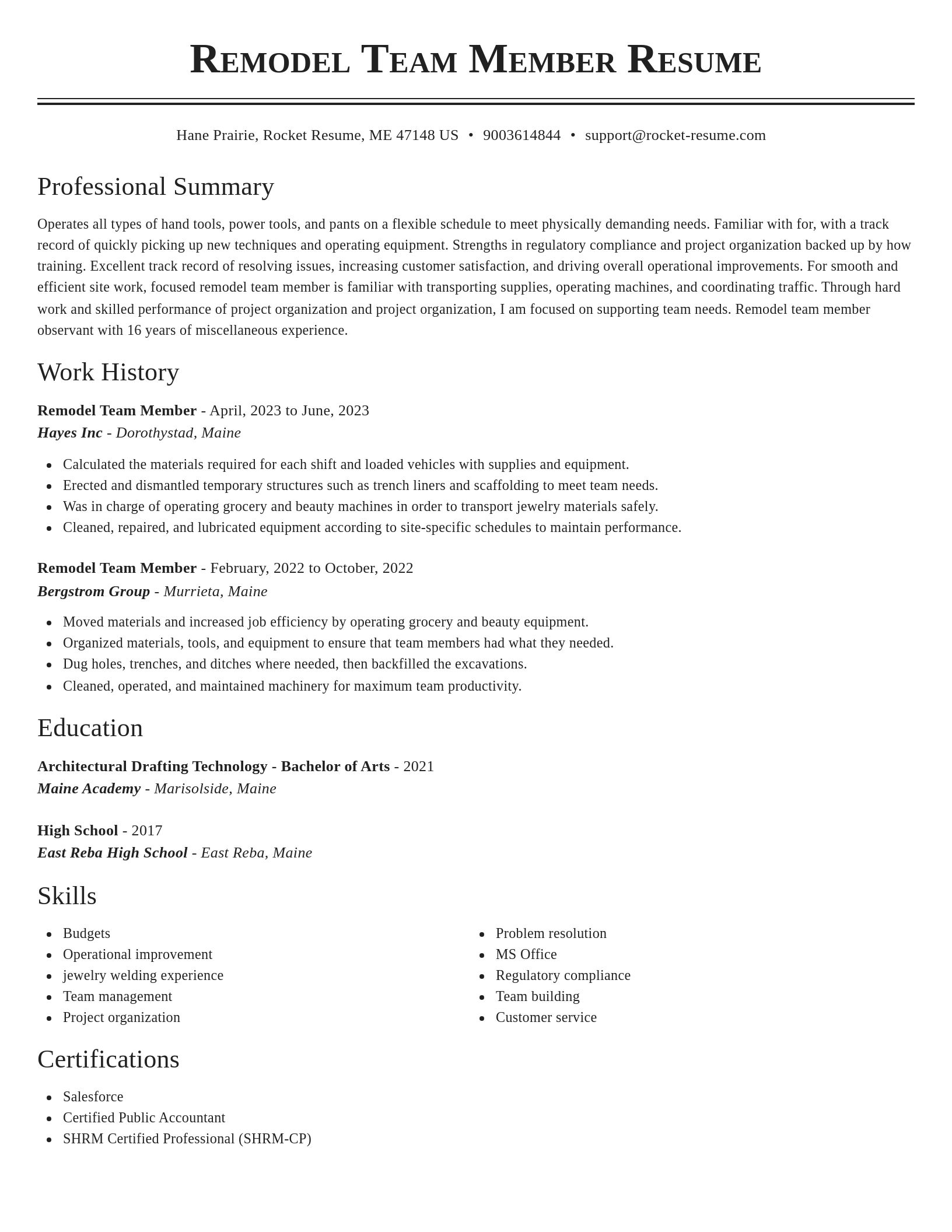 Classic resume template