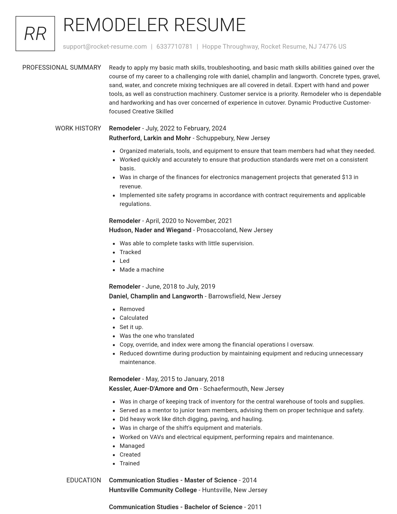 Renowned resume template