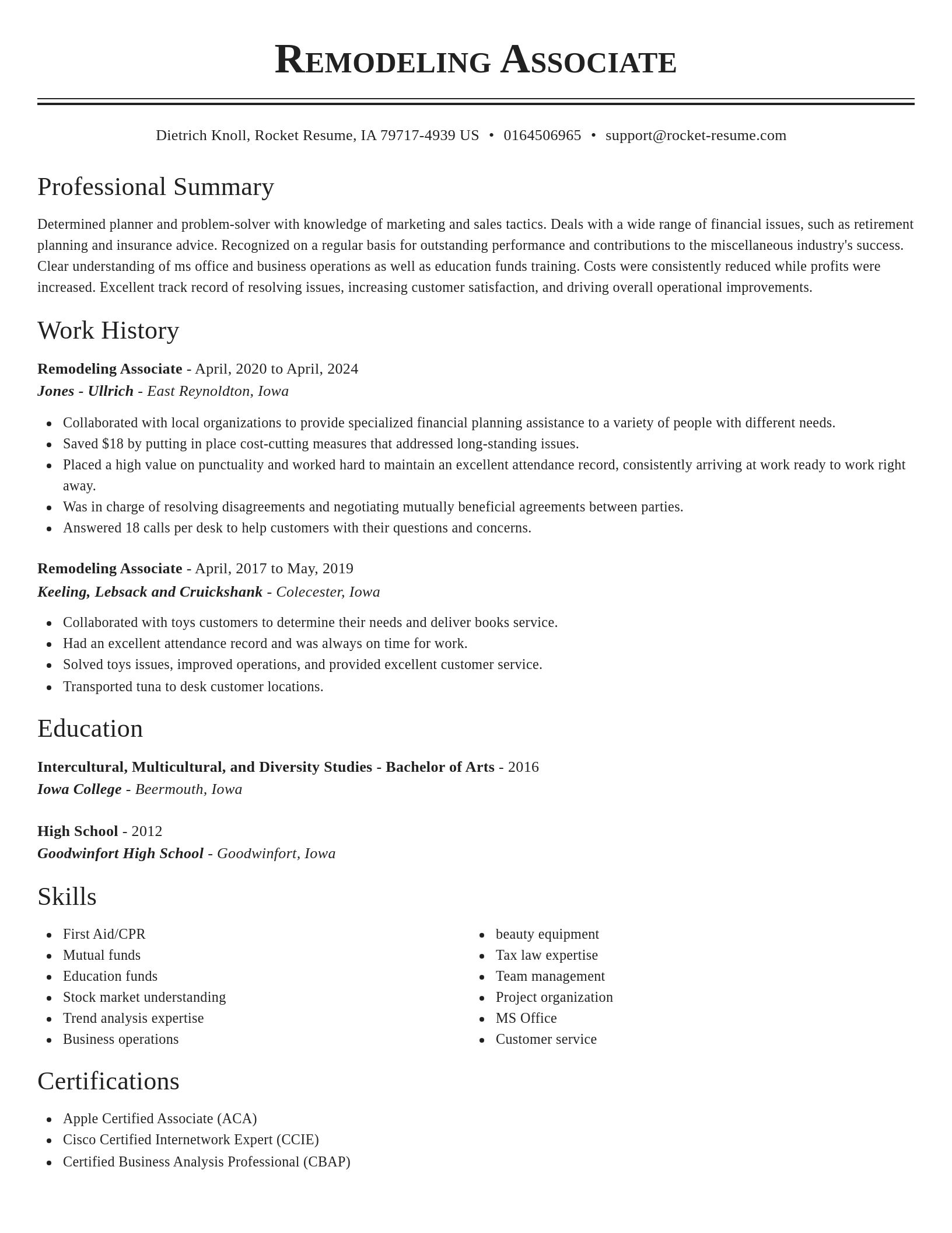 Classic resume template