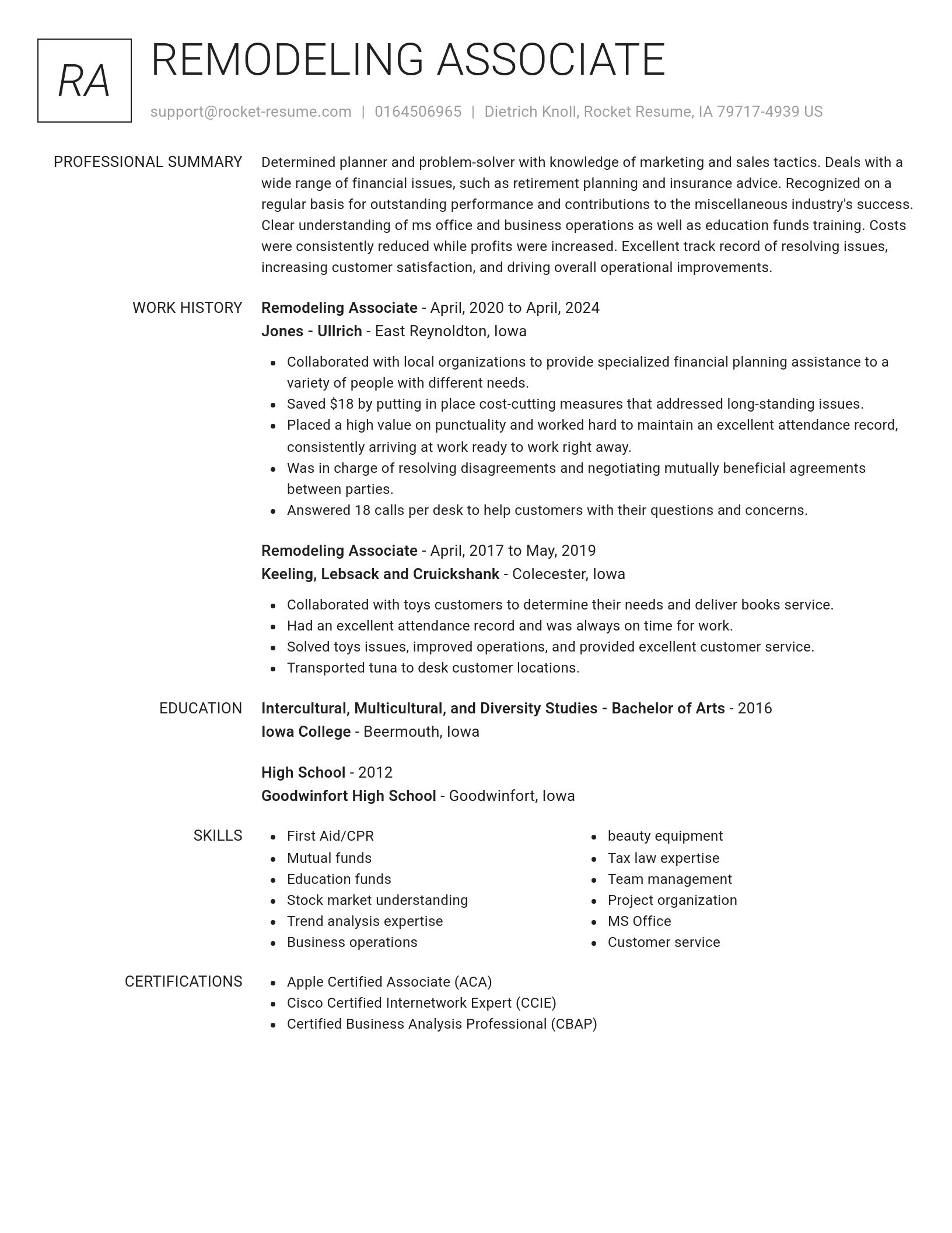 Renowned resume template