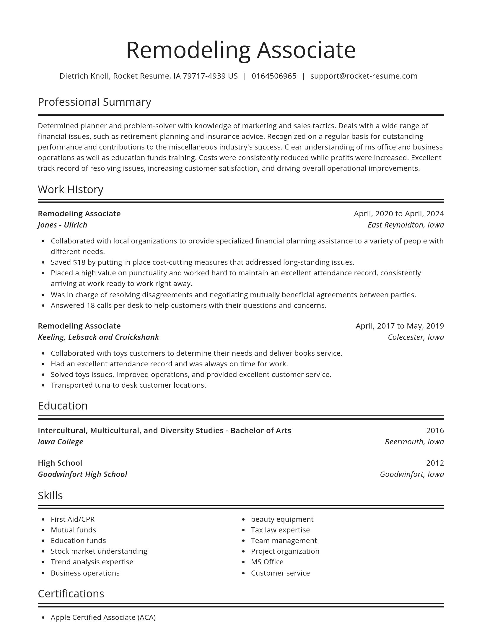 Spotlight resume template