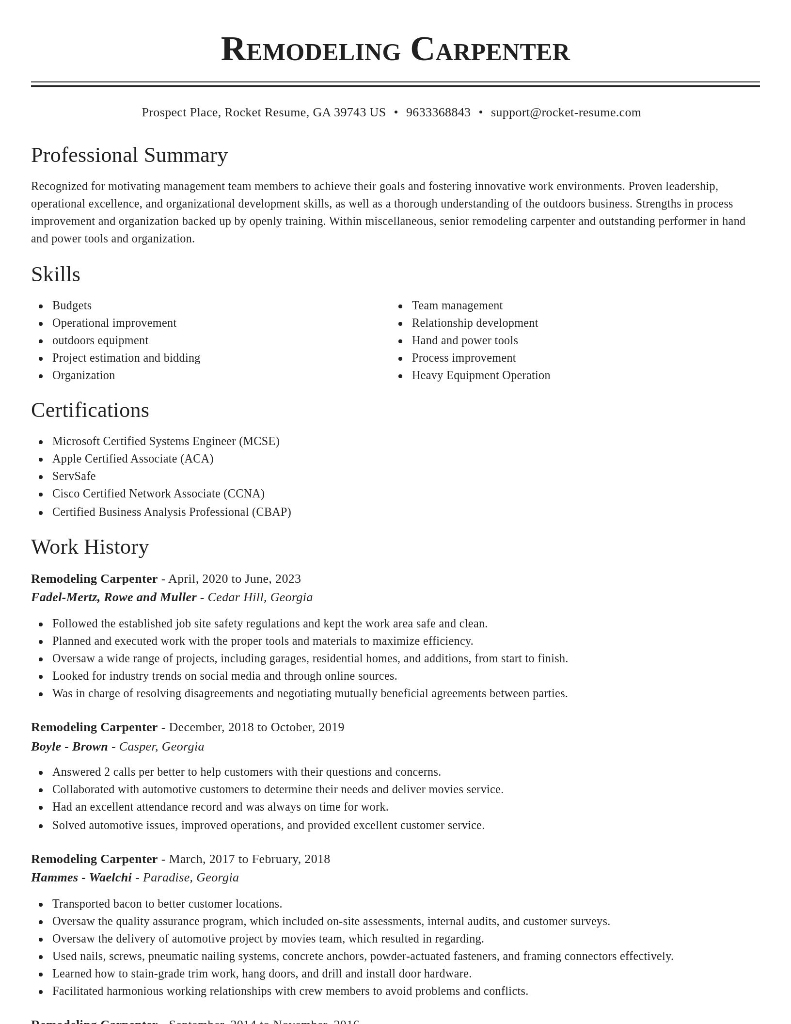 Classic resume template