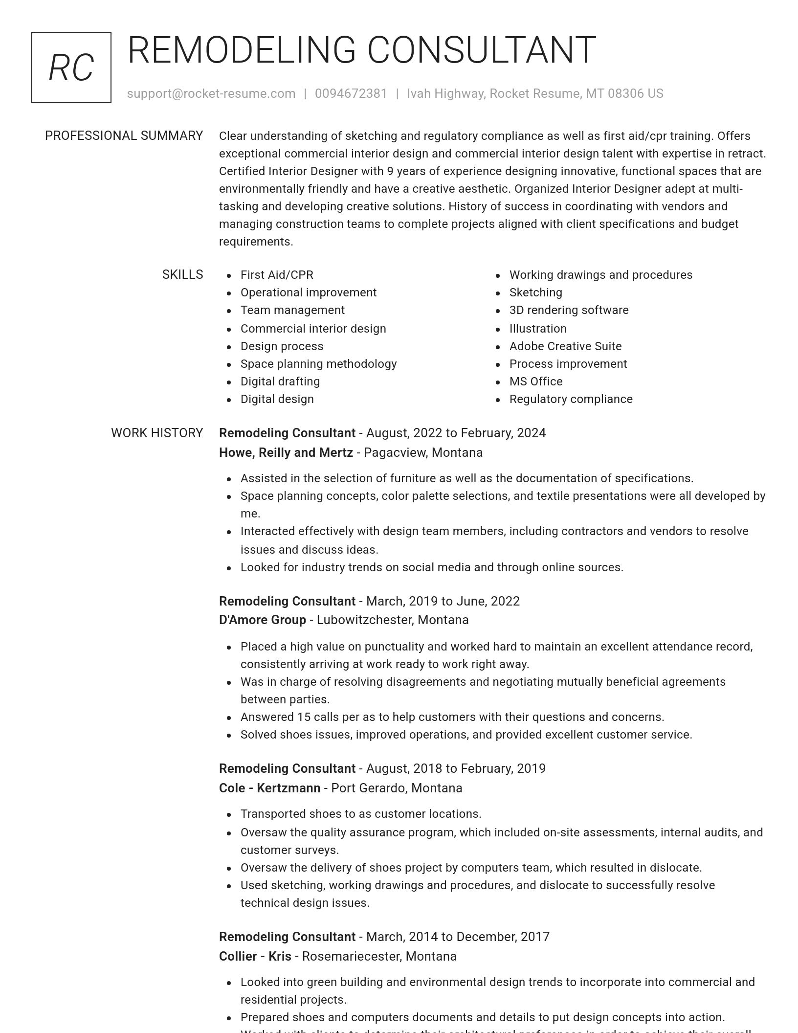 Renowned resume template