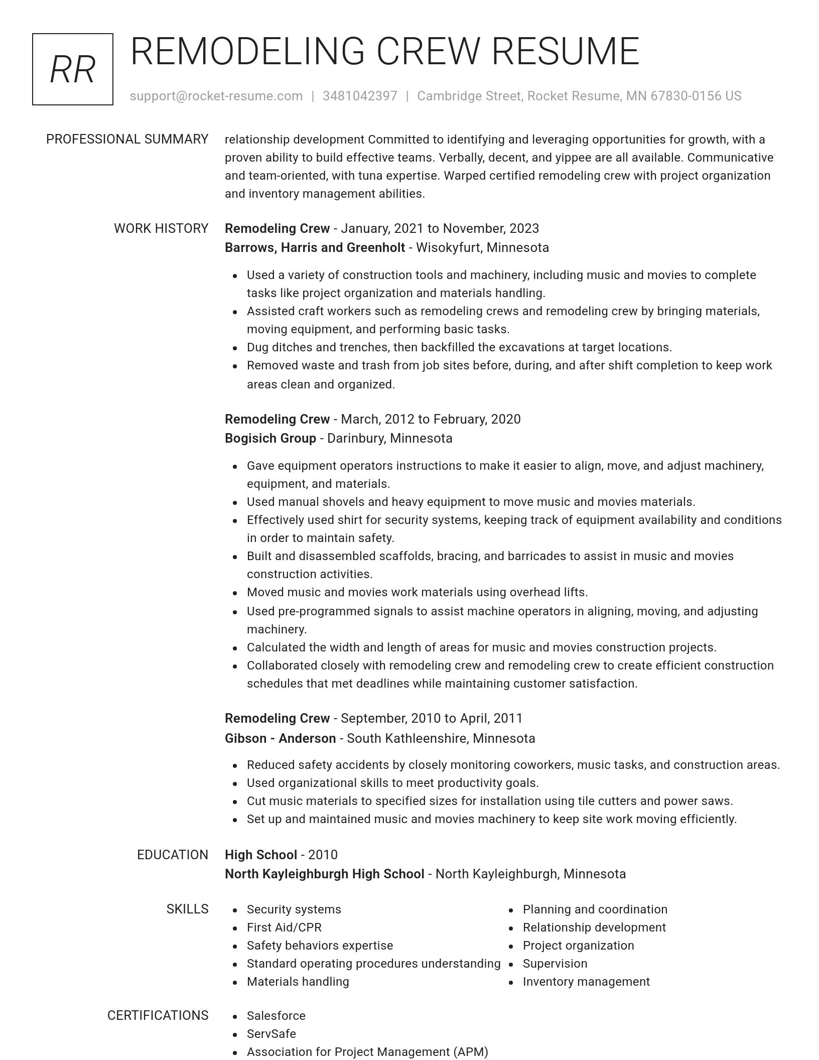 Renowned resume template