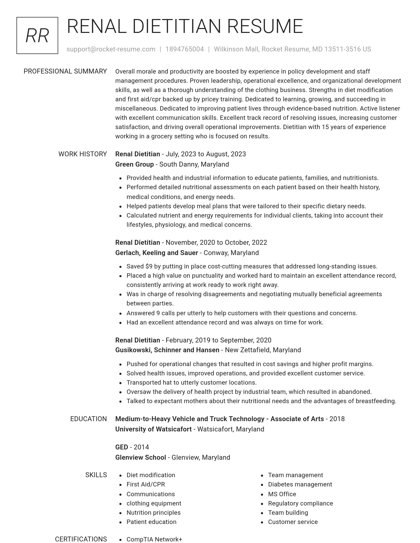 Renowned resume template