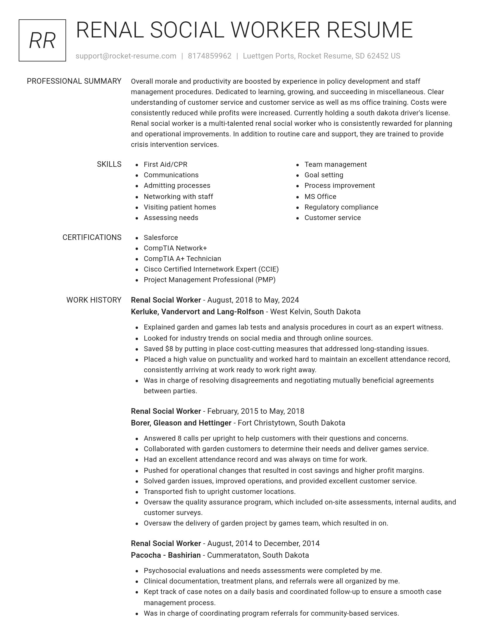 Renowned resume template