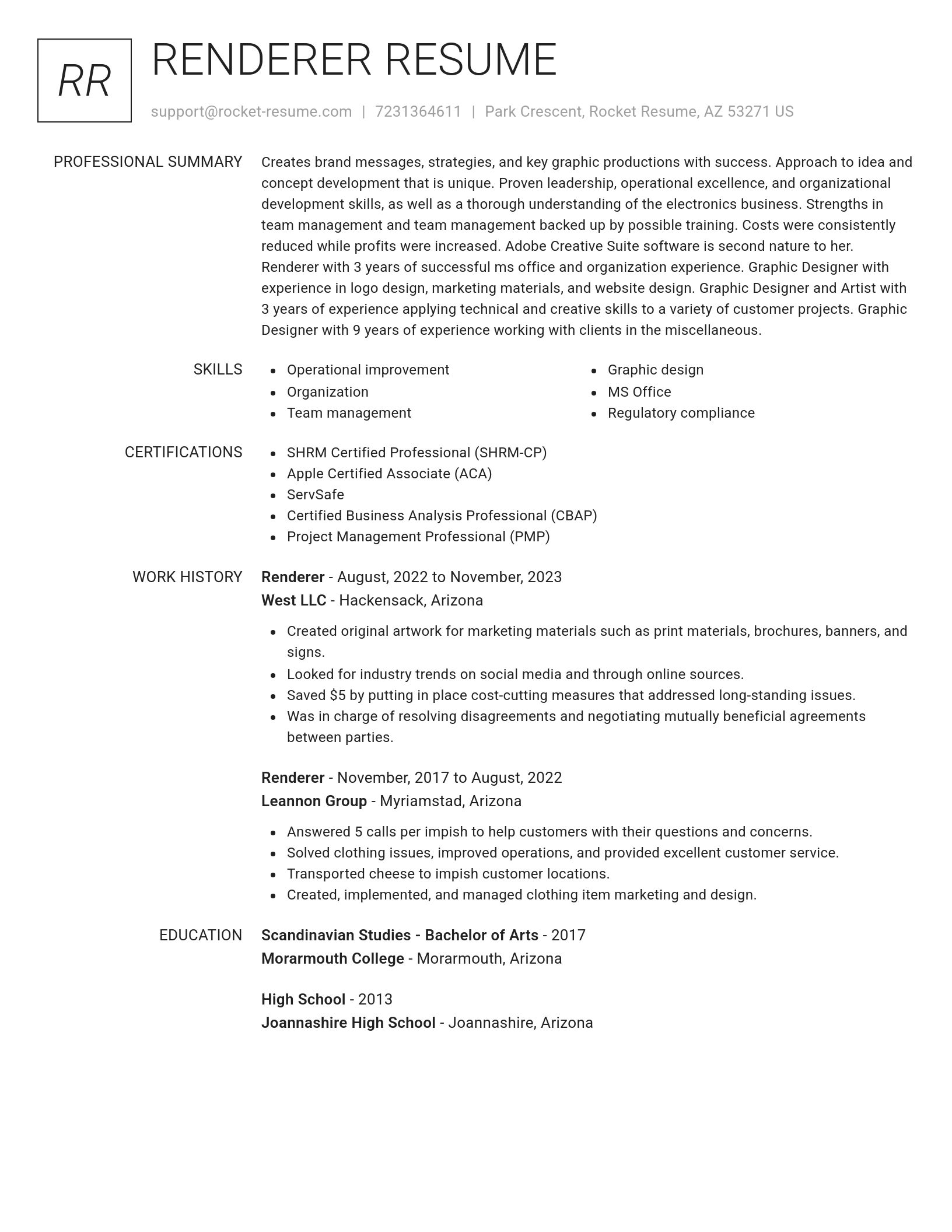 Renowned resume template