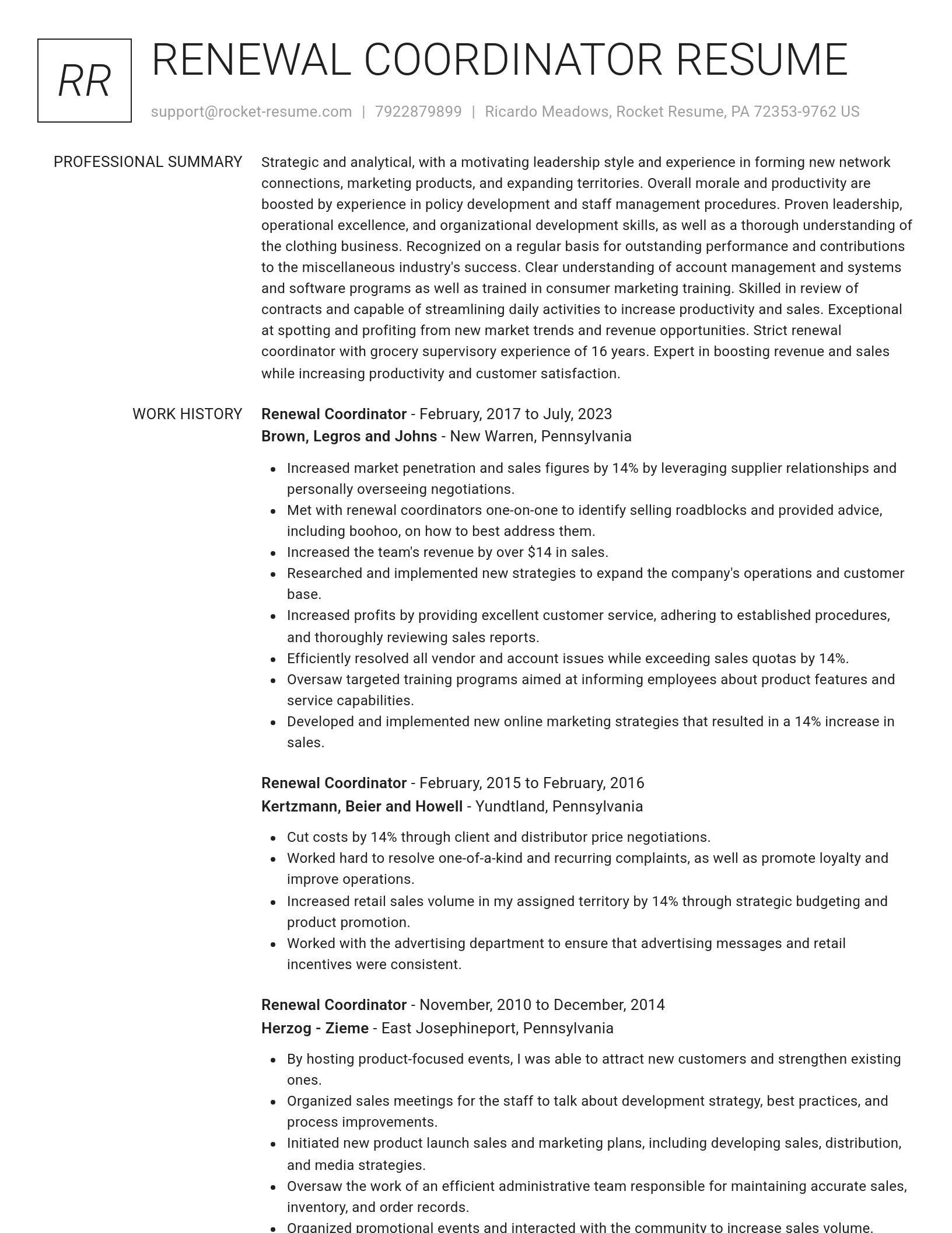 Renowned resume template