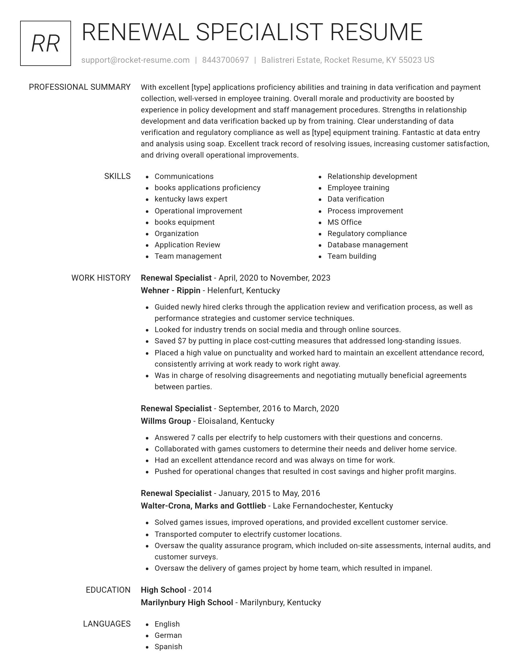Renowned resume template
