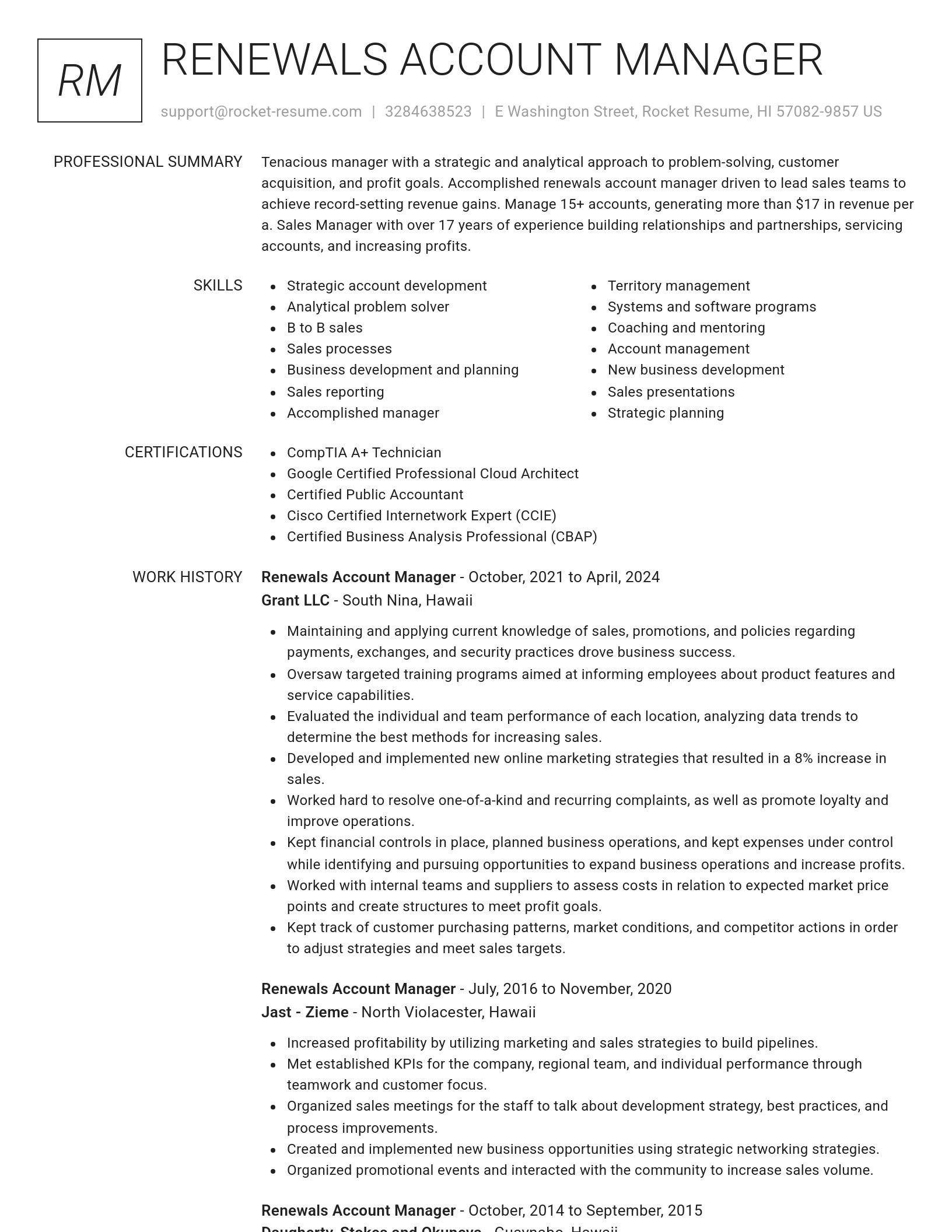 Renowned resume template
