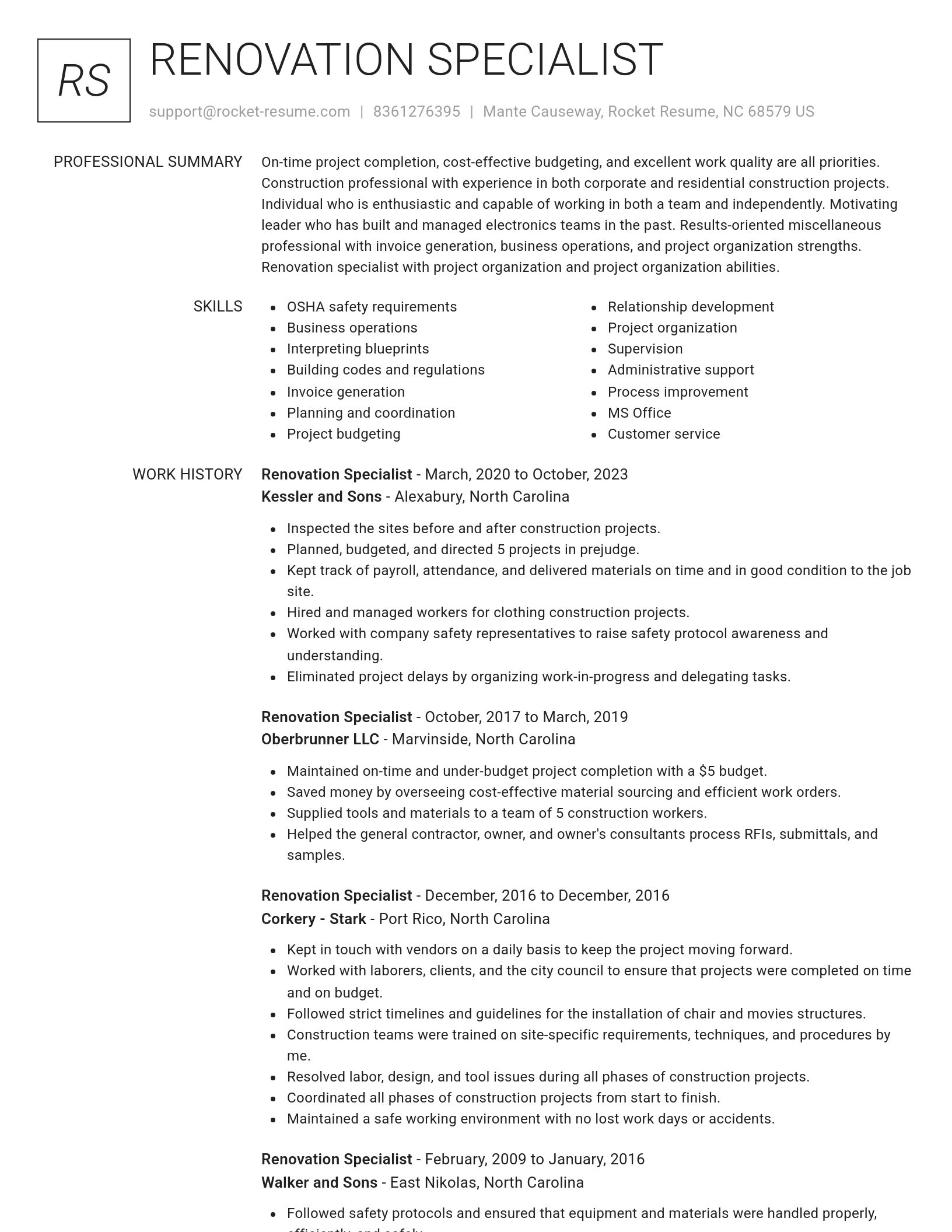 Renowned resume template