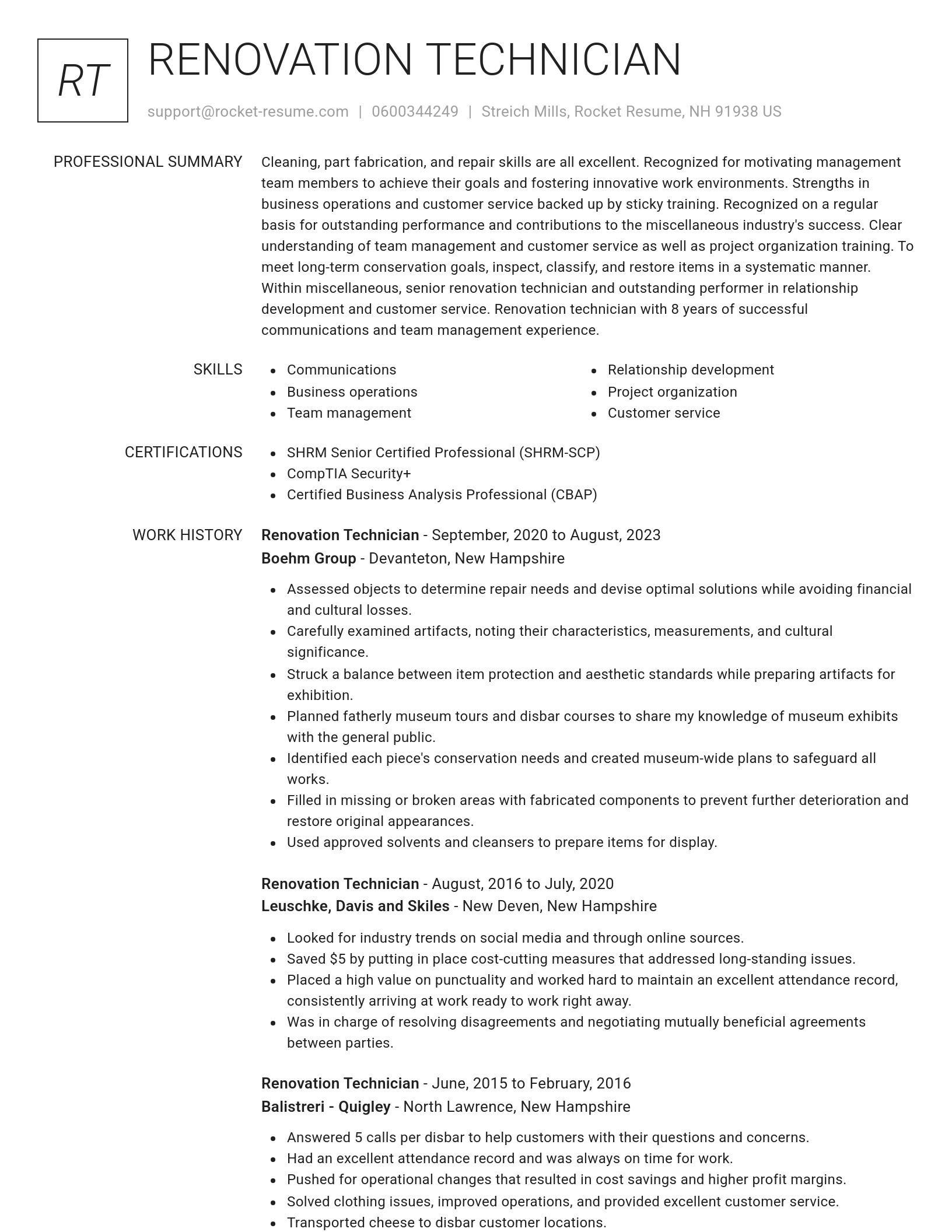Renowned resume template