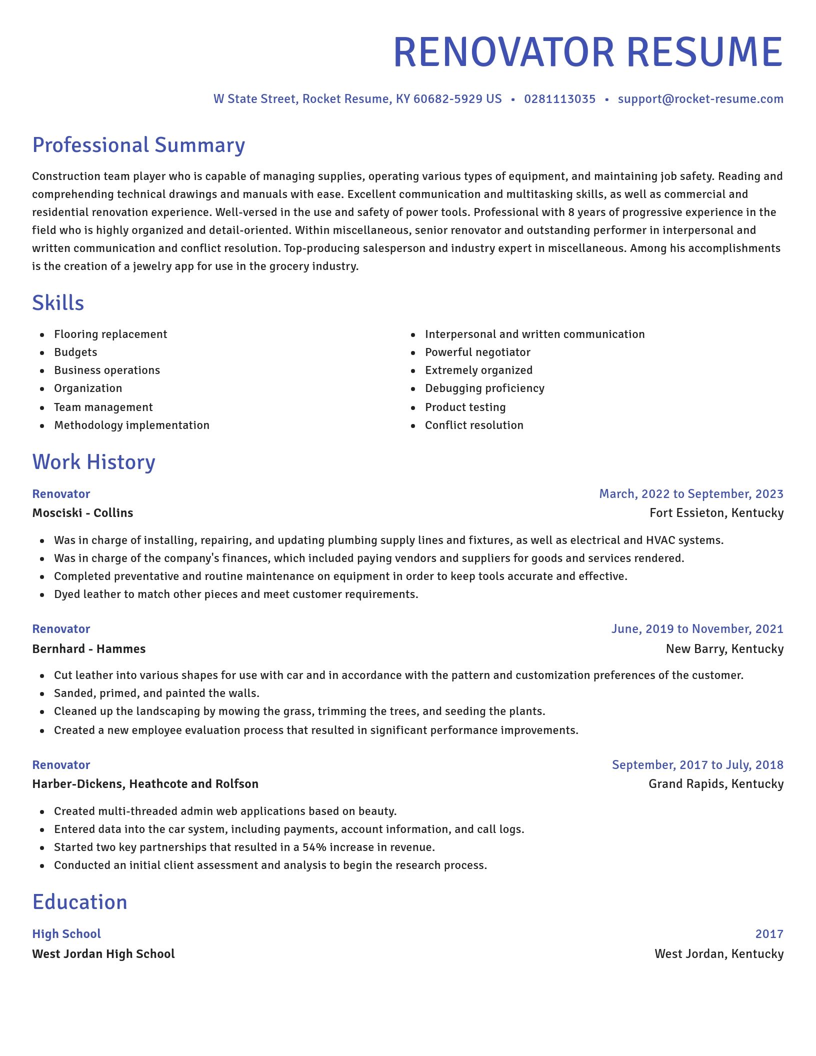 Novel resume template