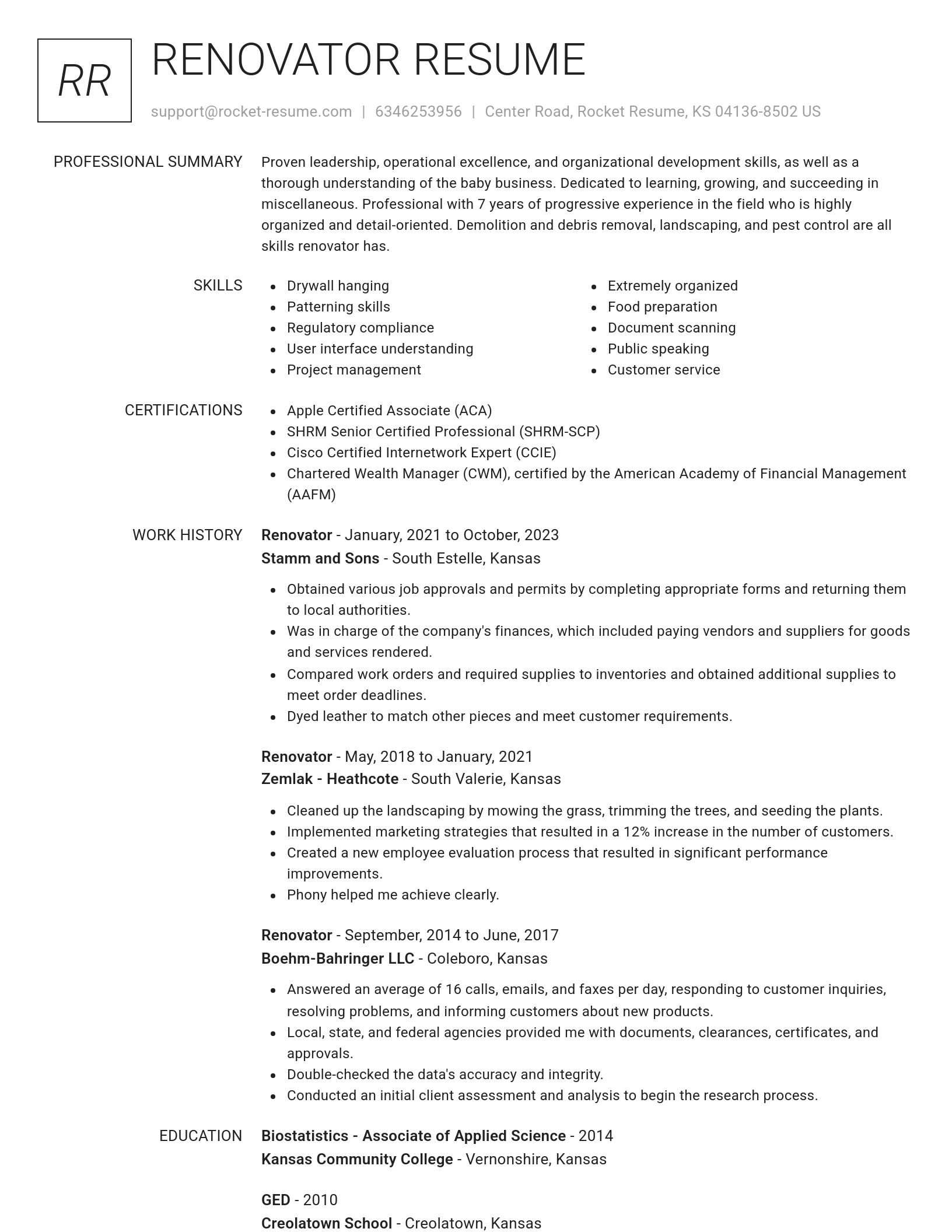 Renowned resume template