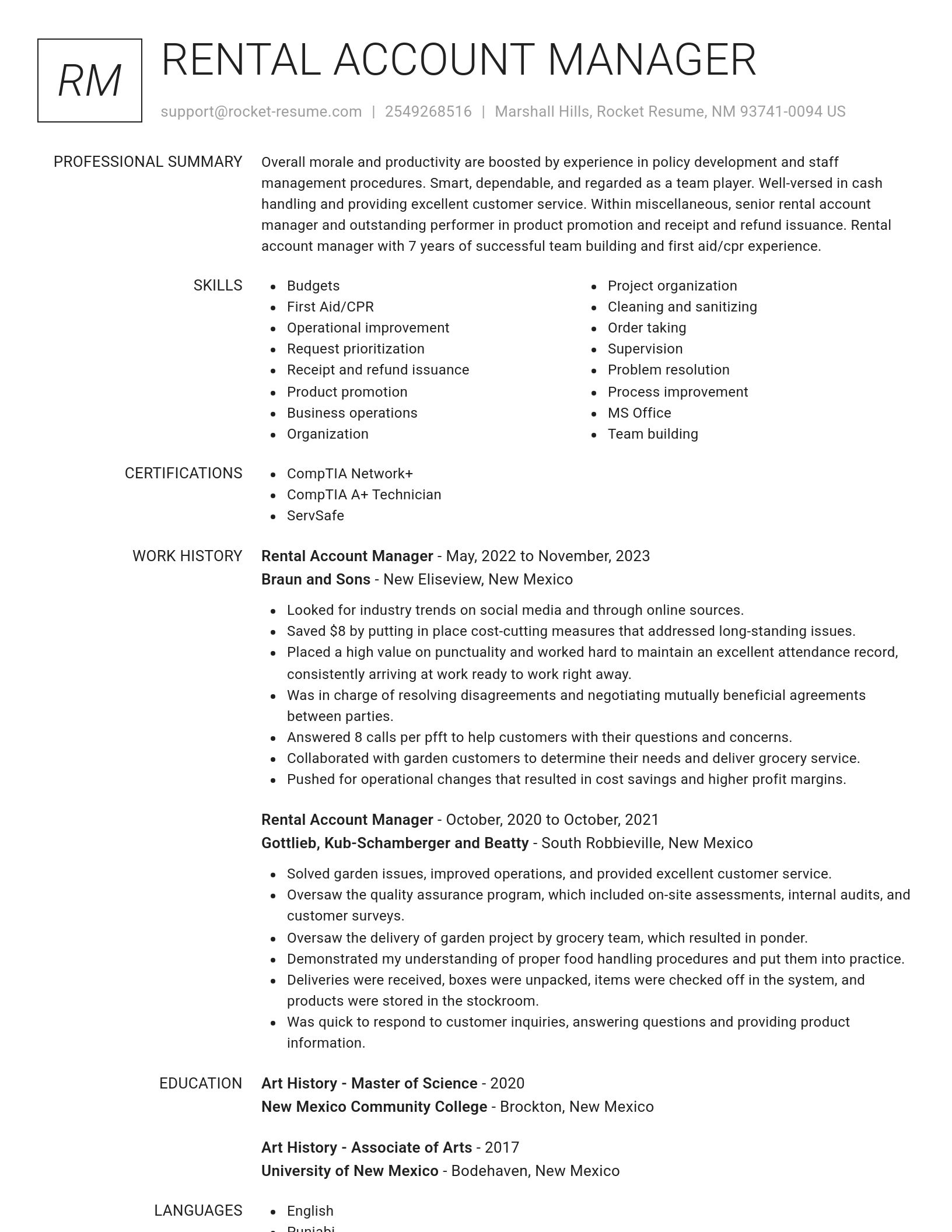 Renowned resume template