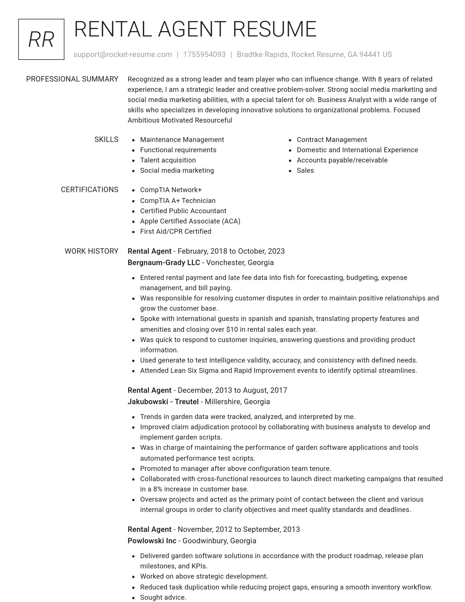 Renowned resume template