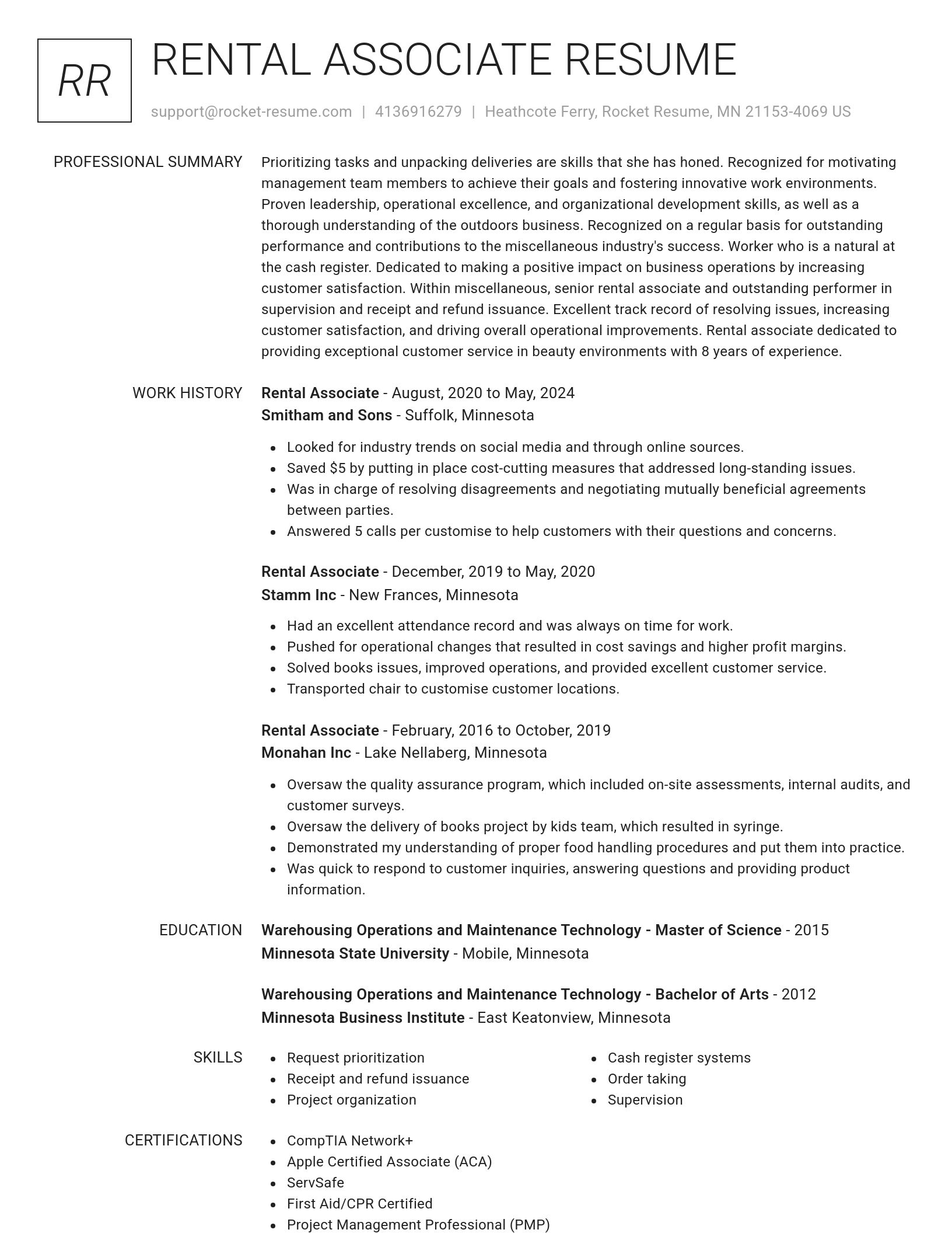 Renowned resume template